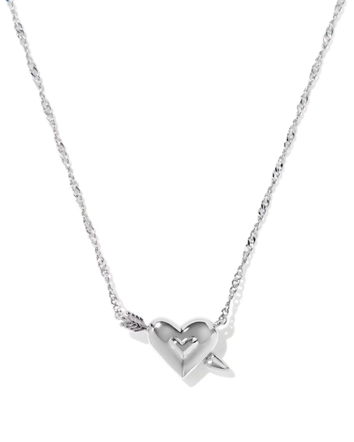 Women's Ari Heart Arrow Silver Short Pendant Necklace - Image 2