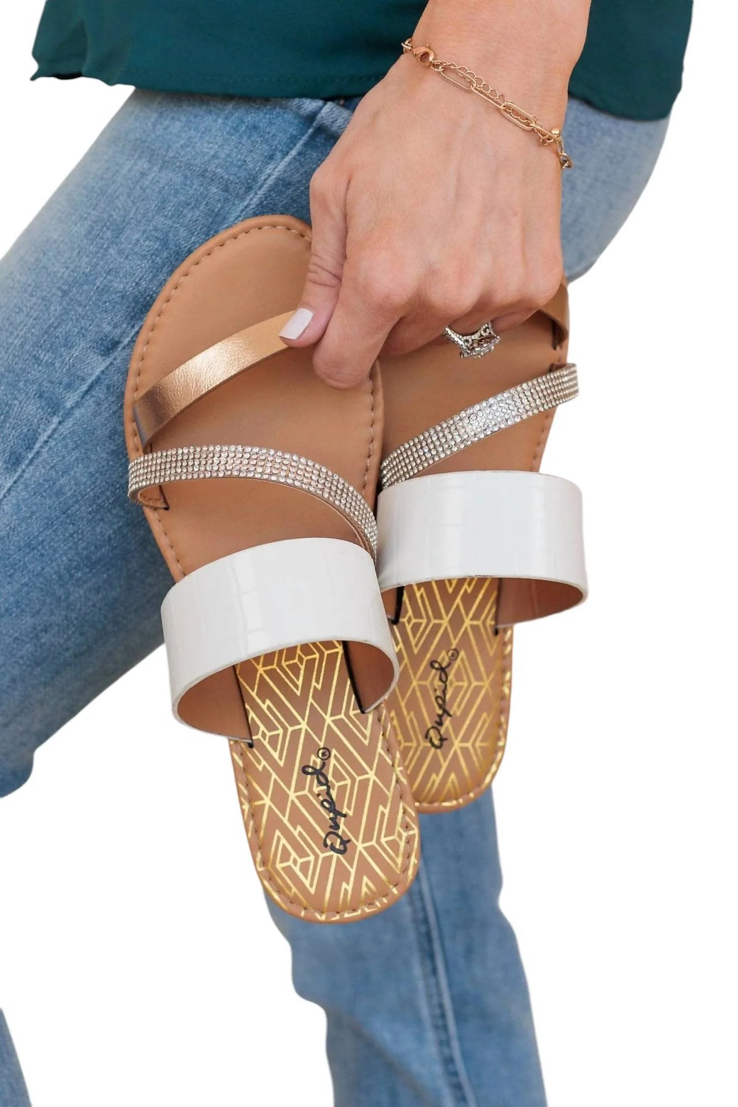 Women's Athena Sandals In White Croco Pu