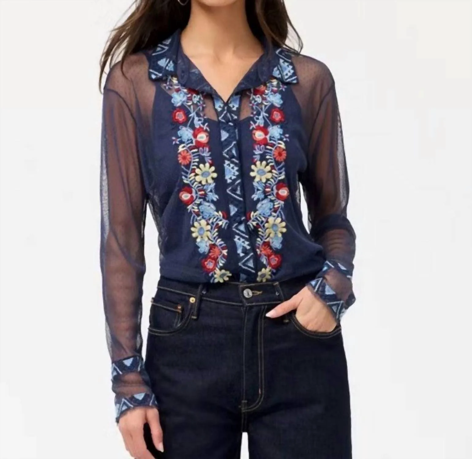 Women's Avelina Torrey Mesh Shirt In Blue - Image 2