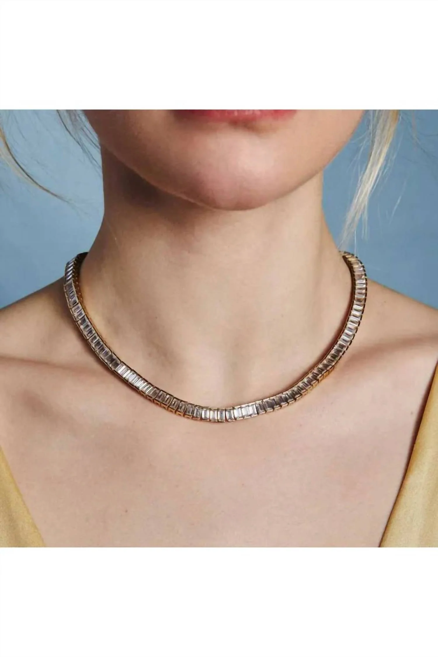 Women's Baguette Tennis Necklace In Gold/diamonds - Image 2