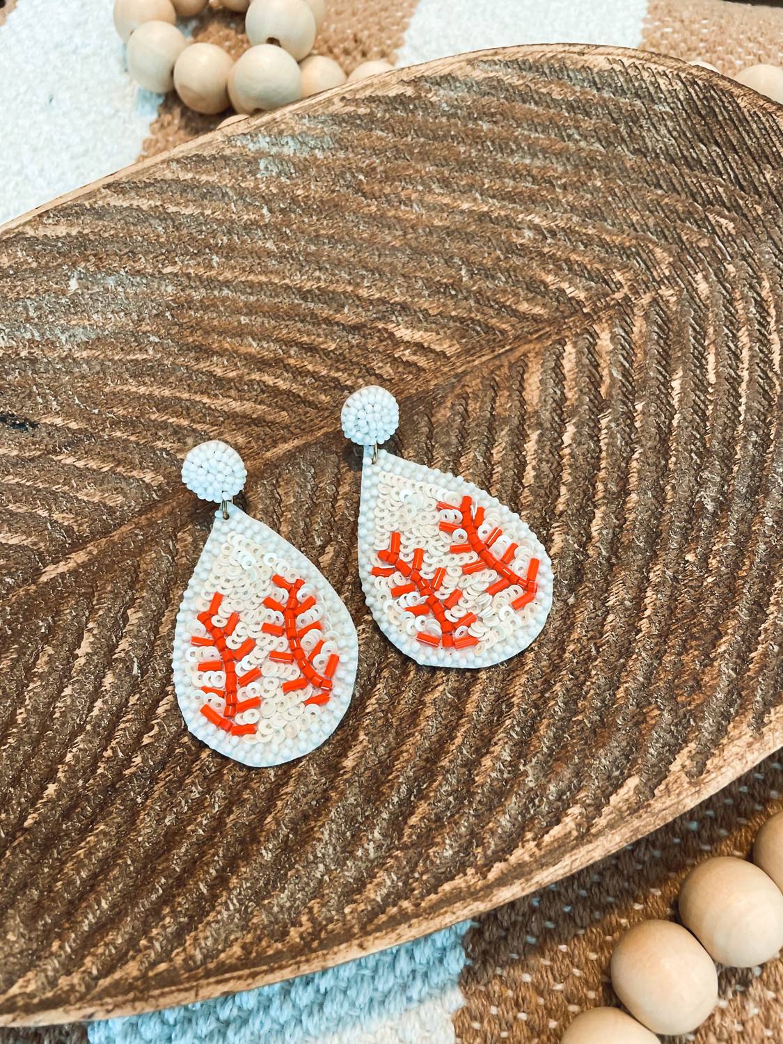 Women's Baseball Bling Teardrop Earrings In White - Image 3