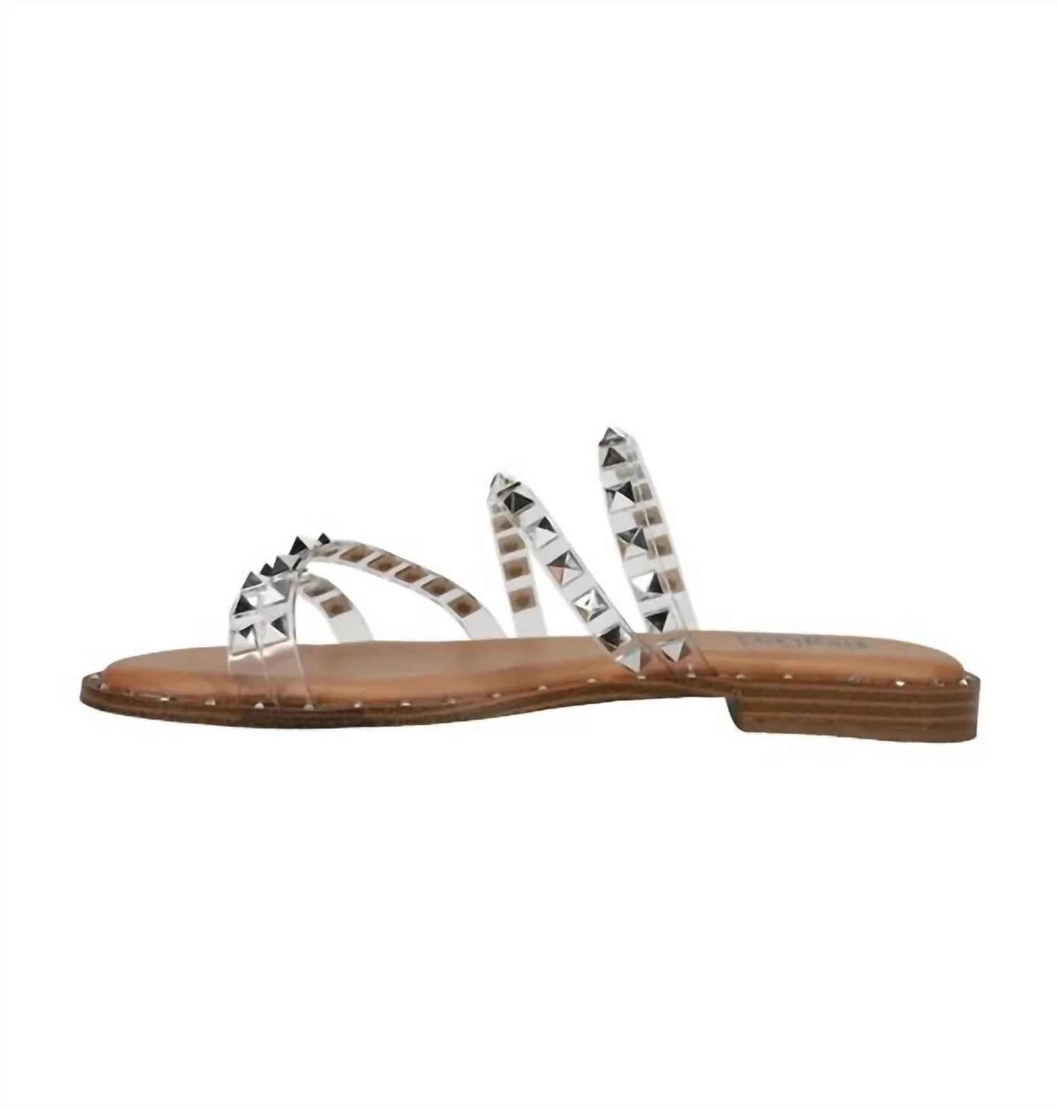 Women's Beach Please Slip On Sandals With Studs In Clear - Image 3