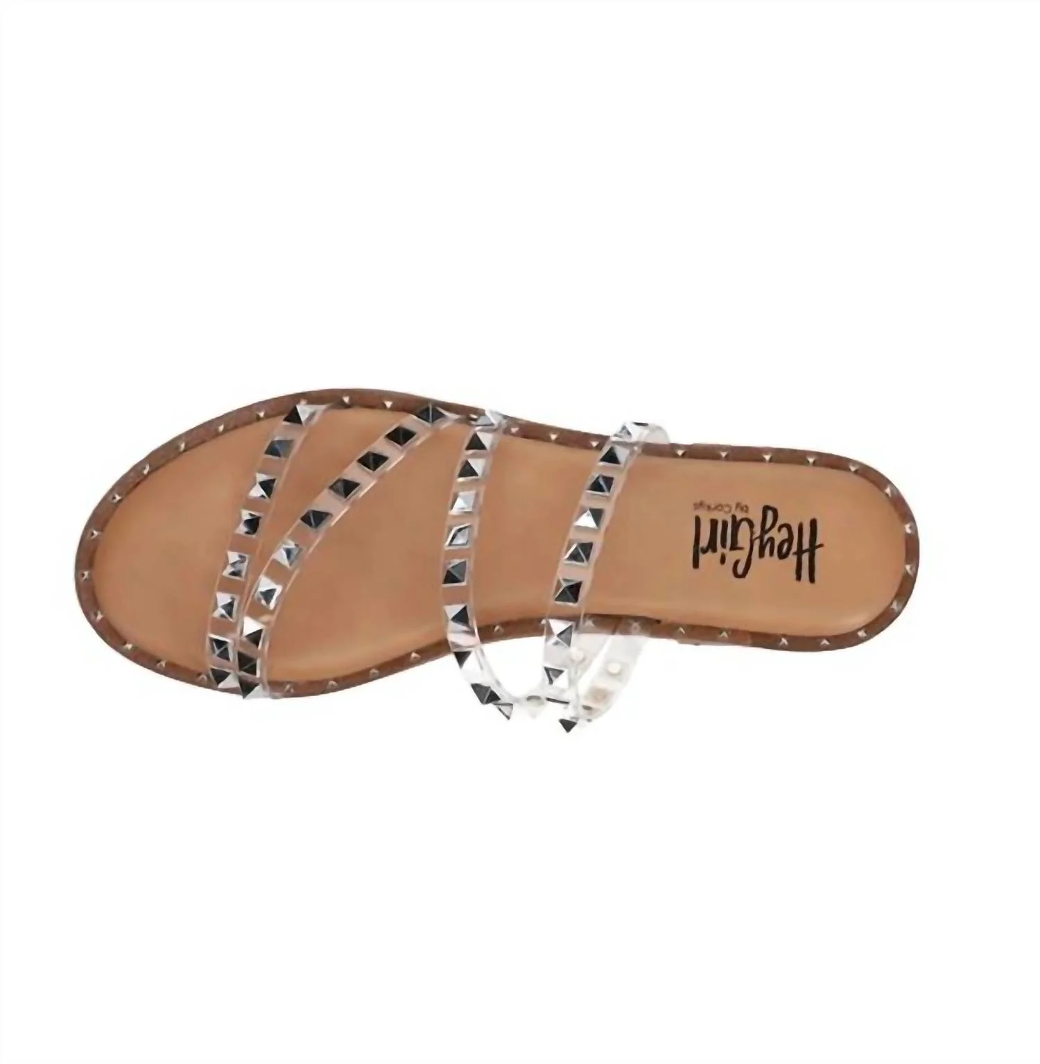 Women's Beach Please Slip On Sandals With Studs In Clear - Image 4
