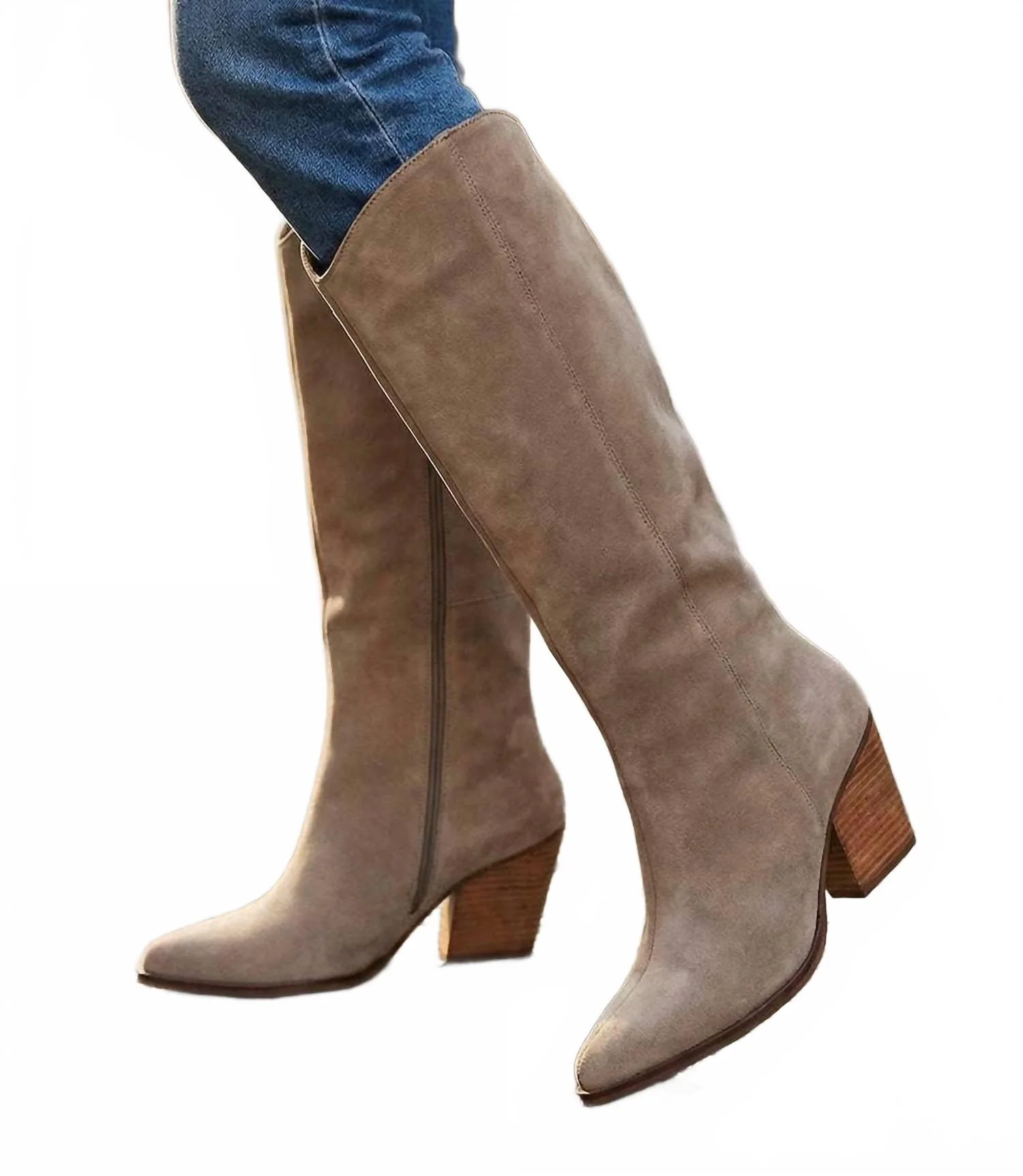 Women's Begging You Pointed Toe Western High Boots In Sand - Image 4