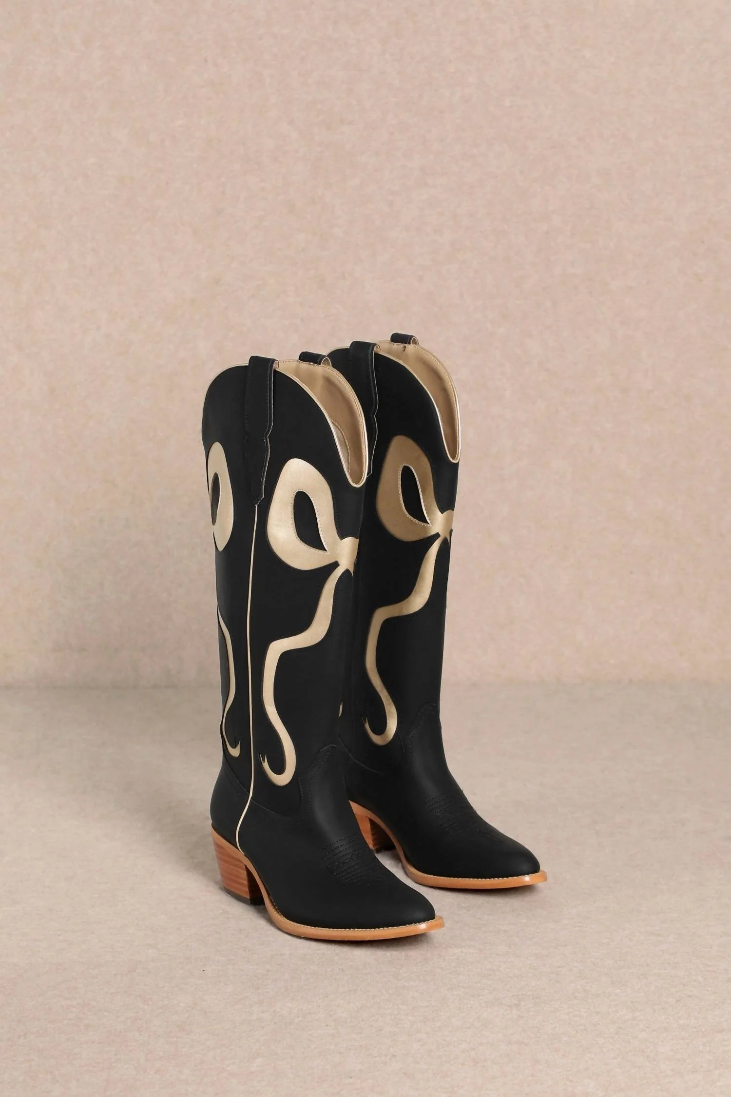 Women's Bow Boots In Black Gold - Image 2
