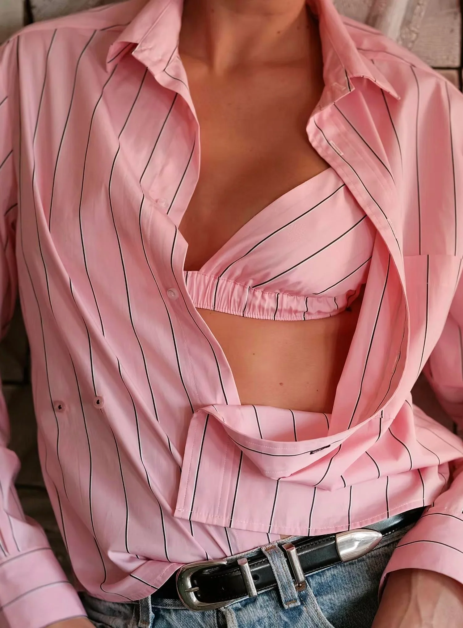Women's Breakers Stripe Triangle Bralette In Pink - Image 2