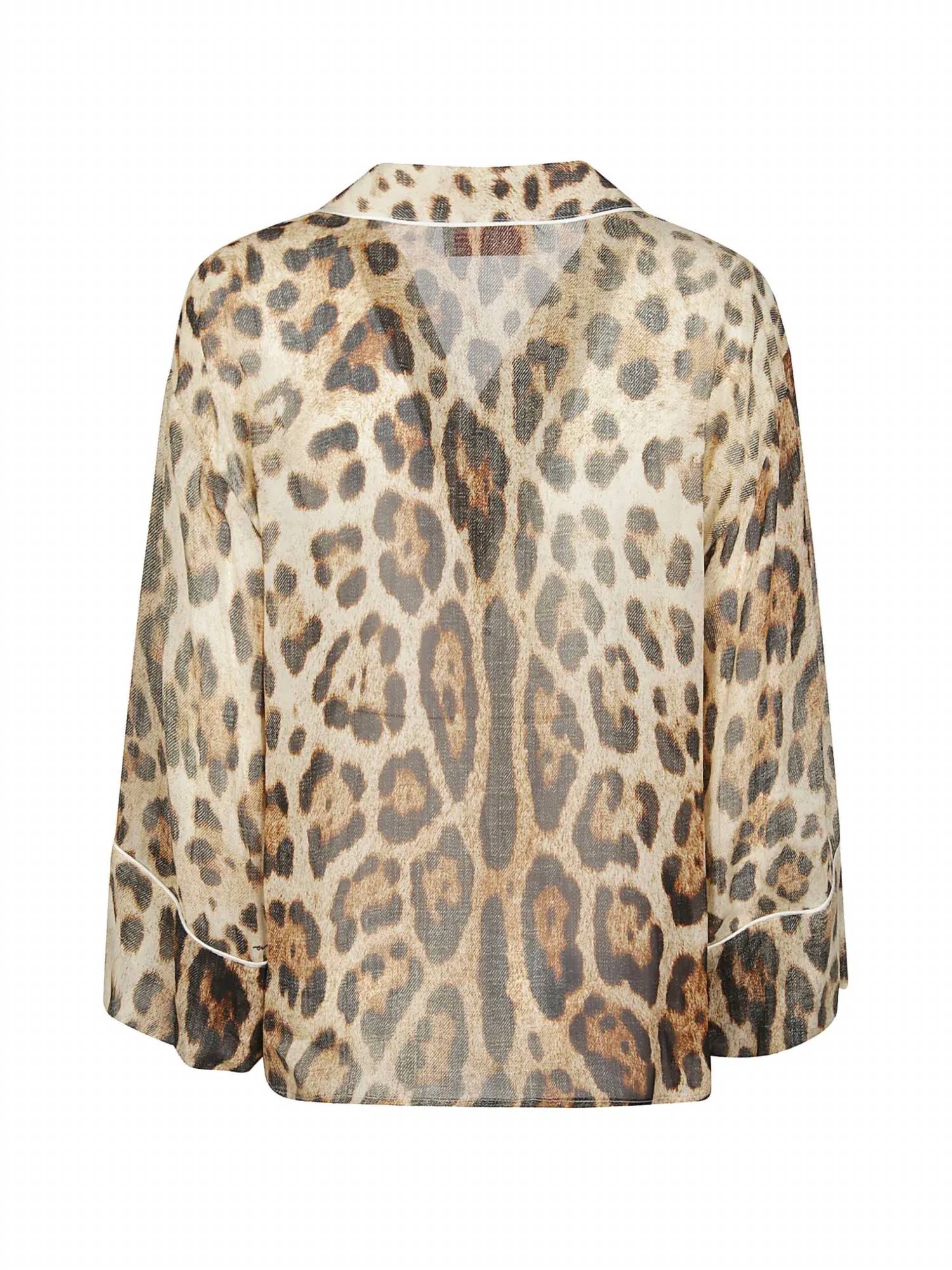 Women's Button Front Piped Blouse In Leopard - Image 2