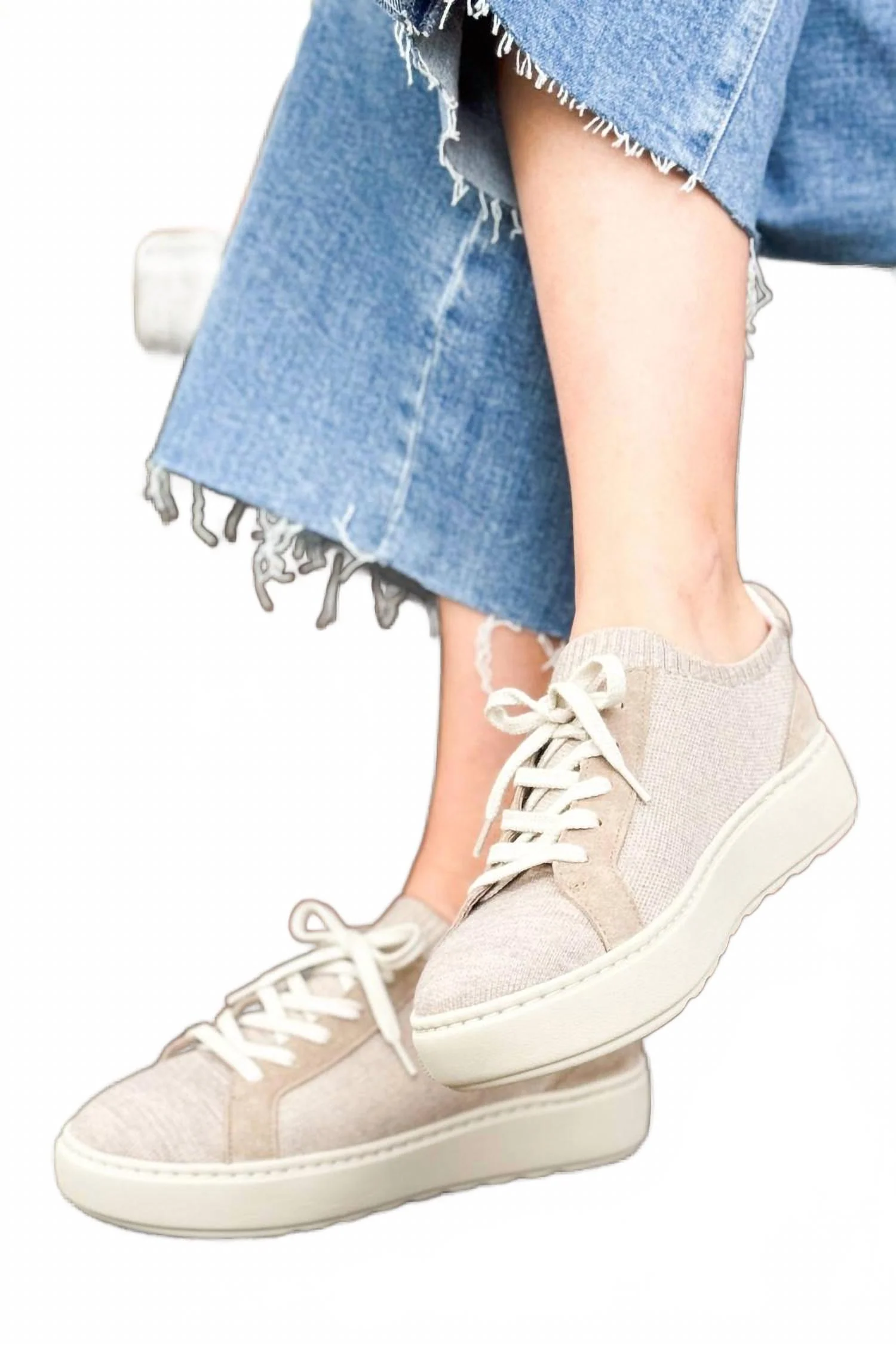 Women's Cammie Sneaker In Taupe Knit/suede