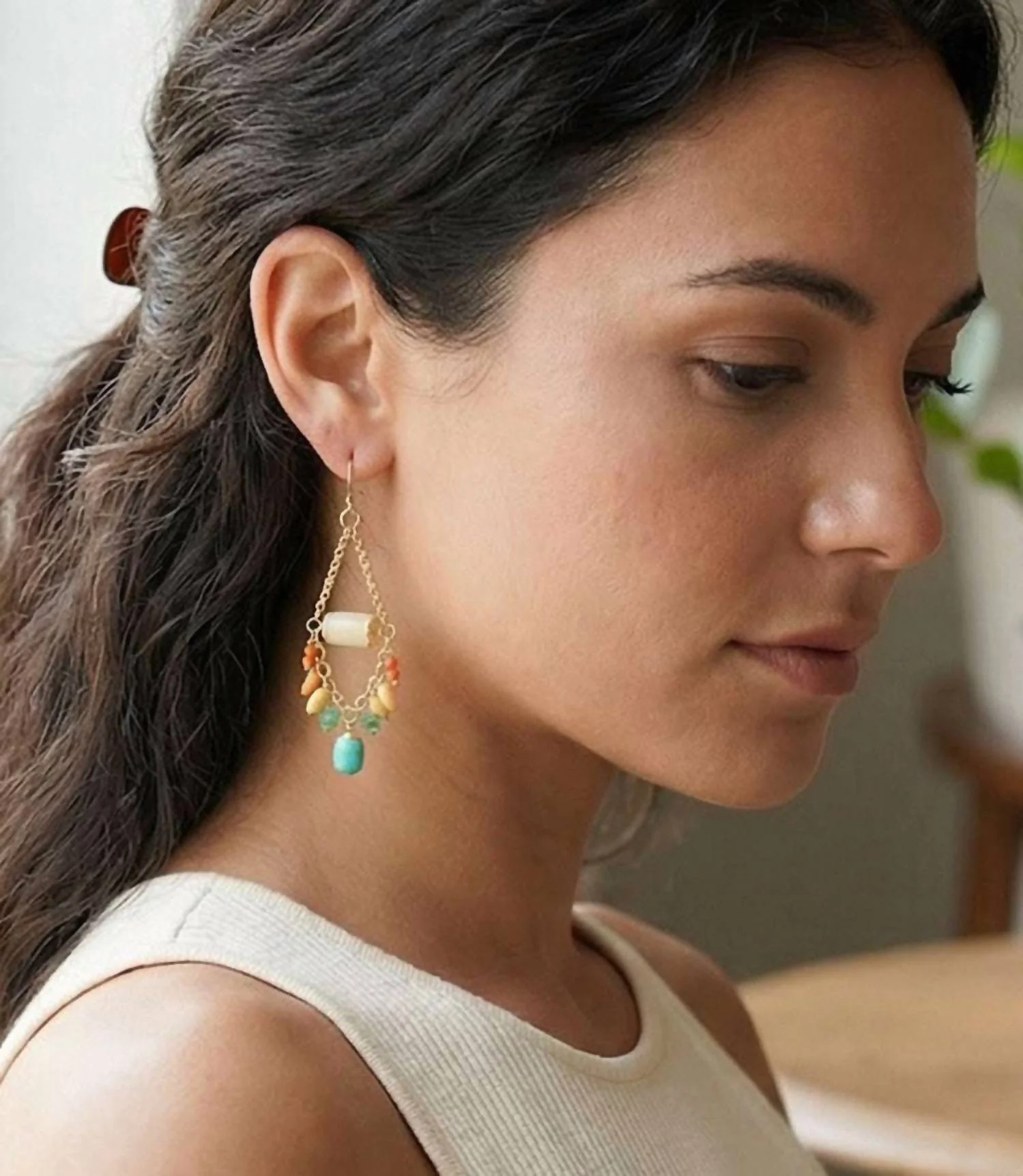Women's Charm Cluster Earrings In Gold/turquoise - Image 2