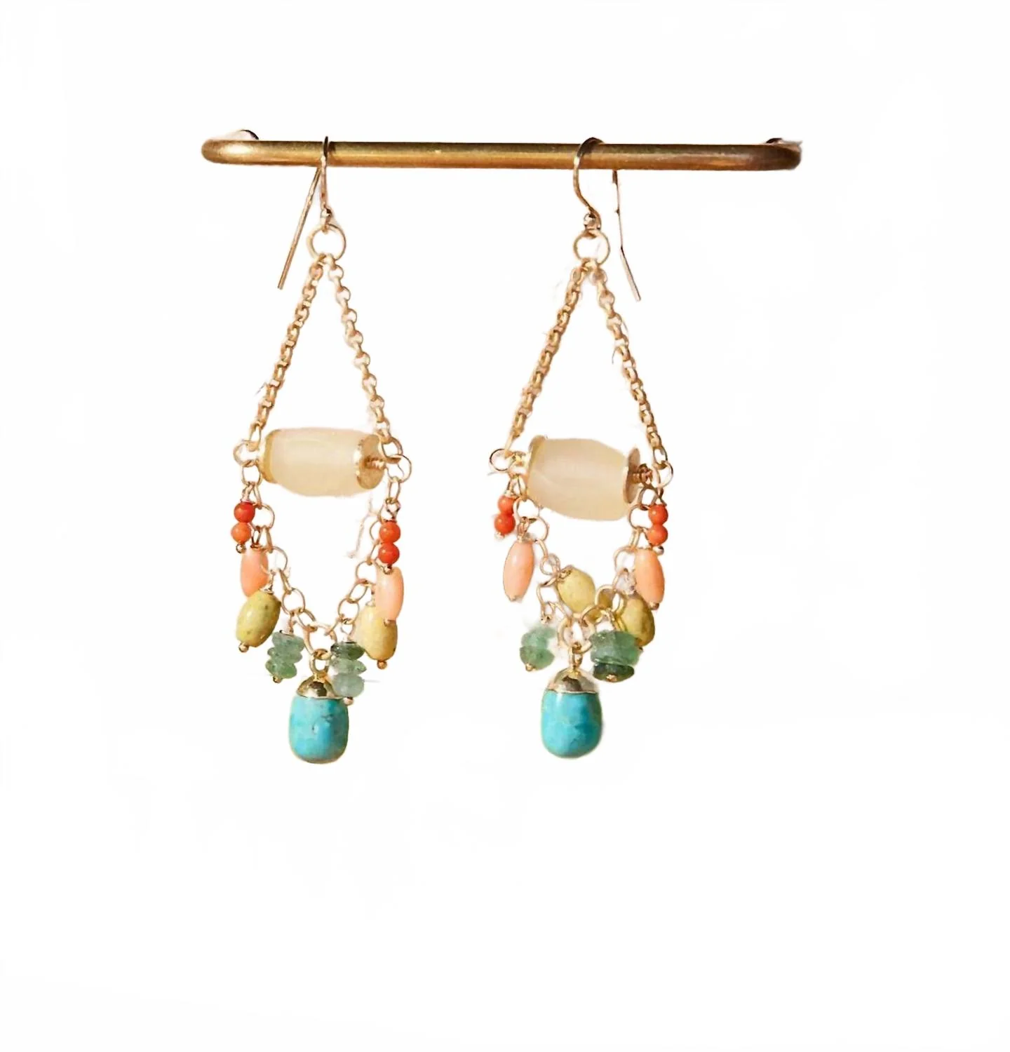 Women's Charm Cluster Earrings In Gold/turquoise - Image 4