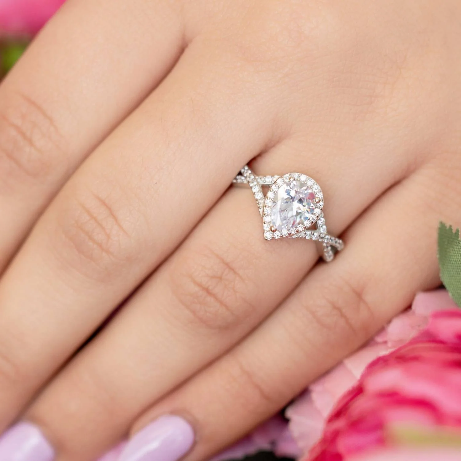 Women's Clara Teardrop Engagement Ring In White - Image 3