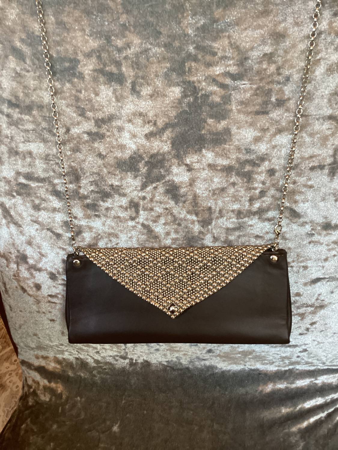 Women's Clutch Bag In Chrome Brown Leather - Image 2