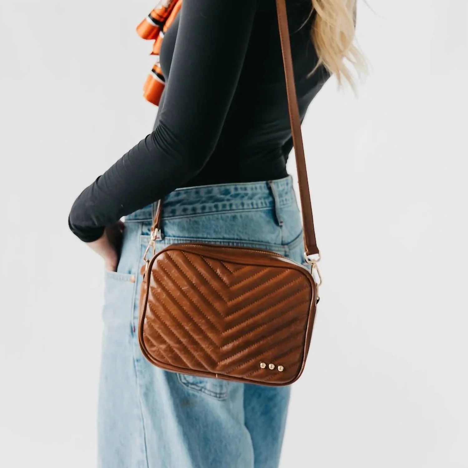 Women's Coco Chevron Crossbody Bag In Mocha