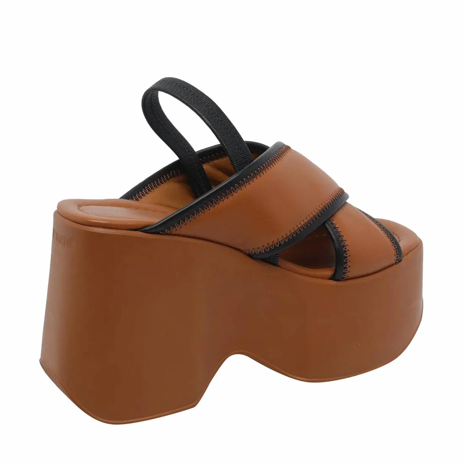 Women's Cognac Criss Cross Platform Sandal In Brown - Image 3