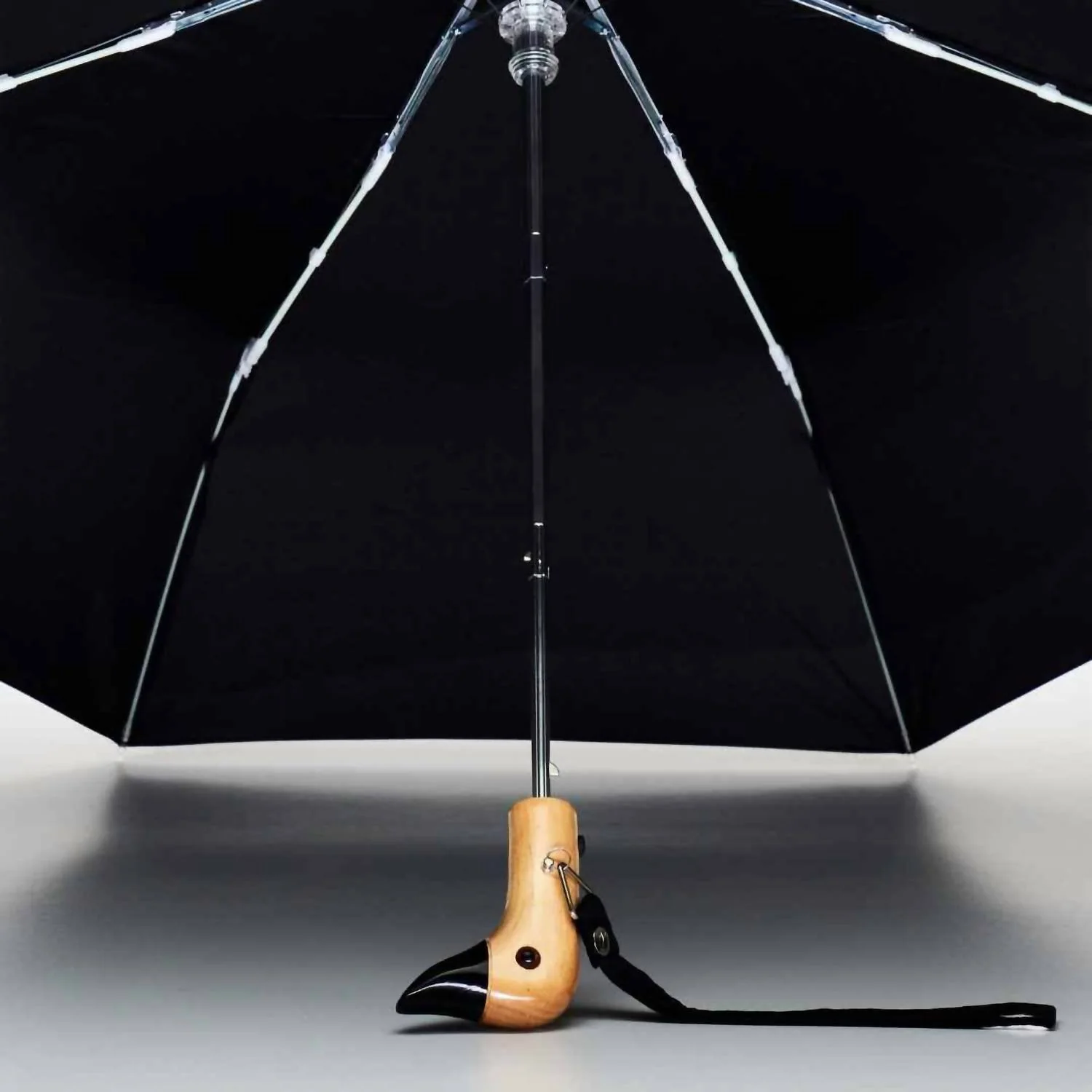 Women's Compact Eco Friendly Umbrella In Classic Black - Image 4