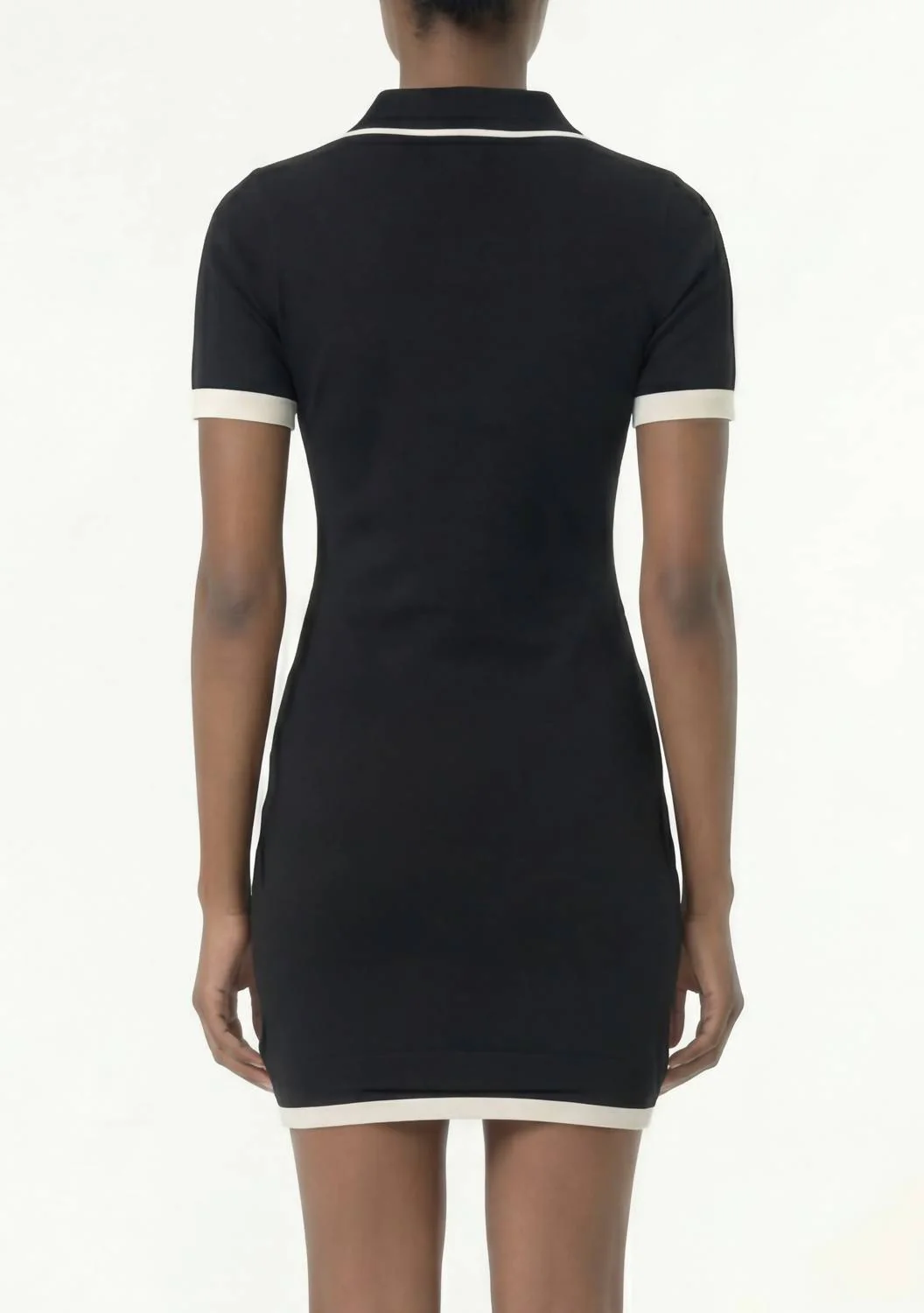 Women's Contrast Trim Polo Top In Black Ivory - Image 2