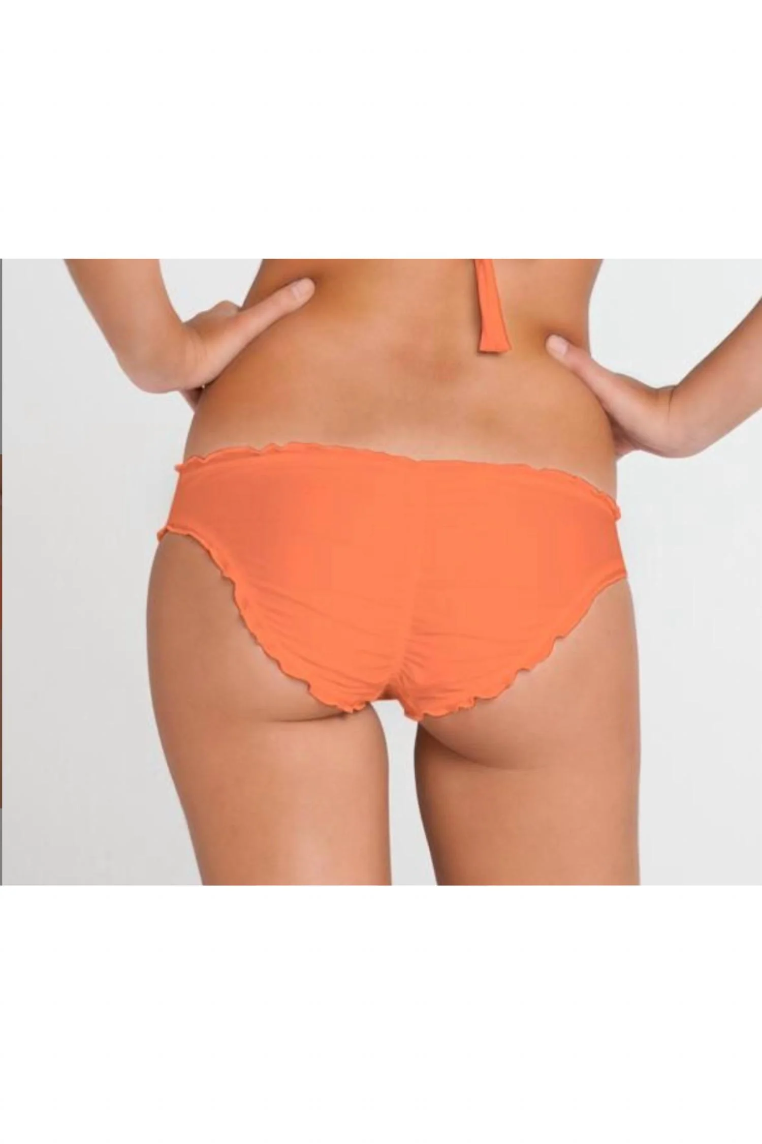 Women's Cosita Buena Wavey Full Ruched Back Bikini Bottom In Beachy Coral - Image 2