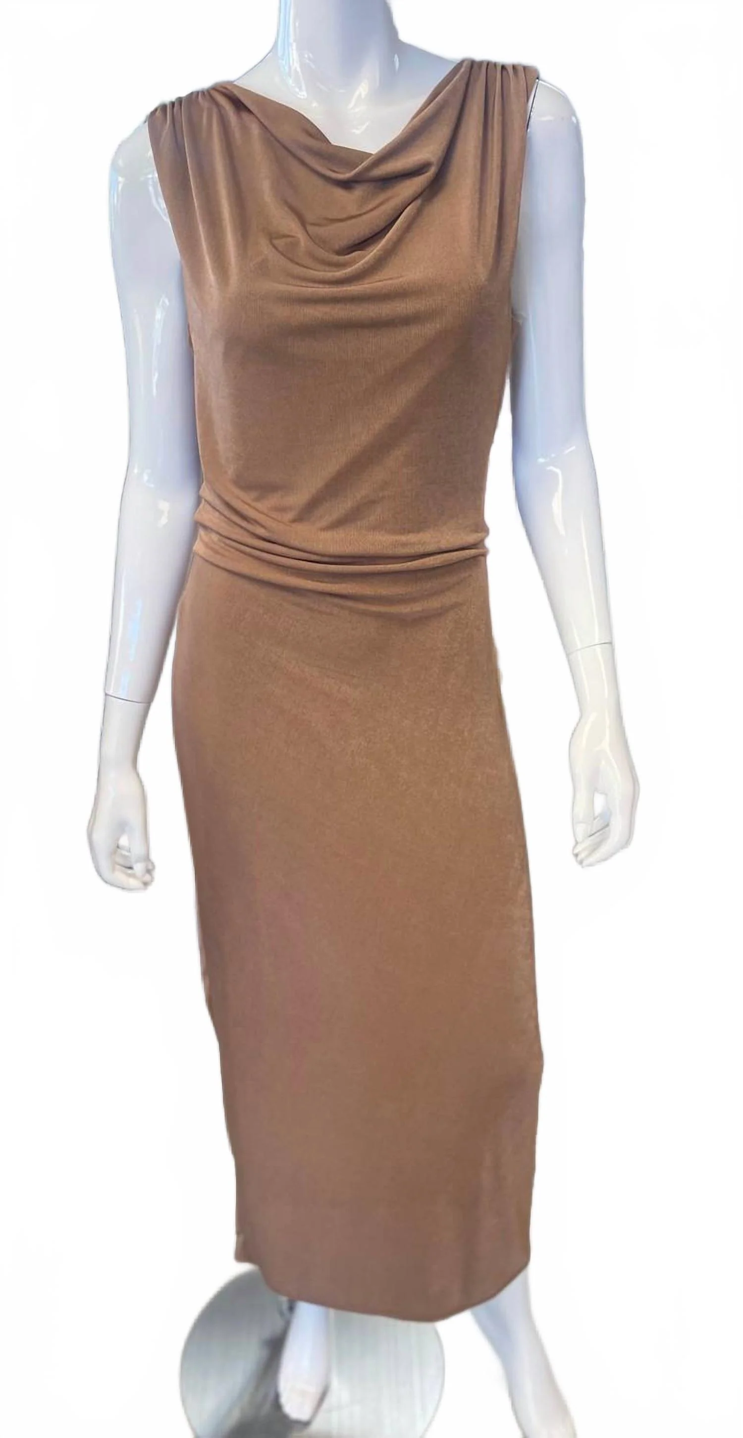 Women's Cowl Neck Midi Dress In Brown