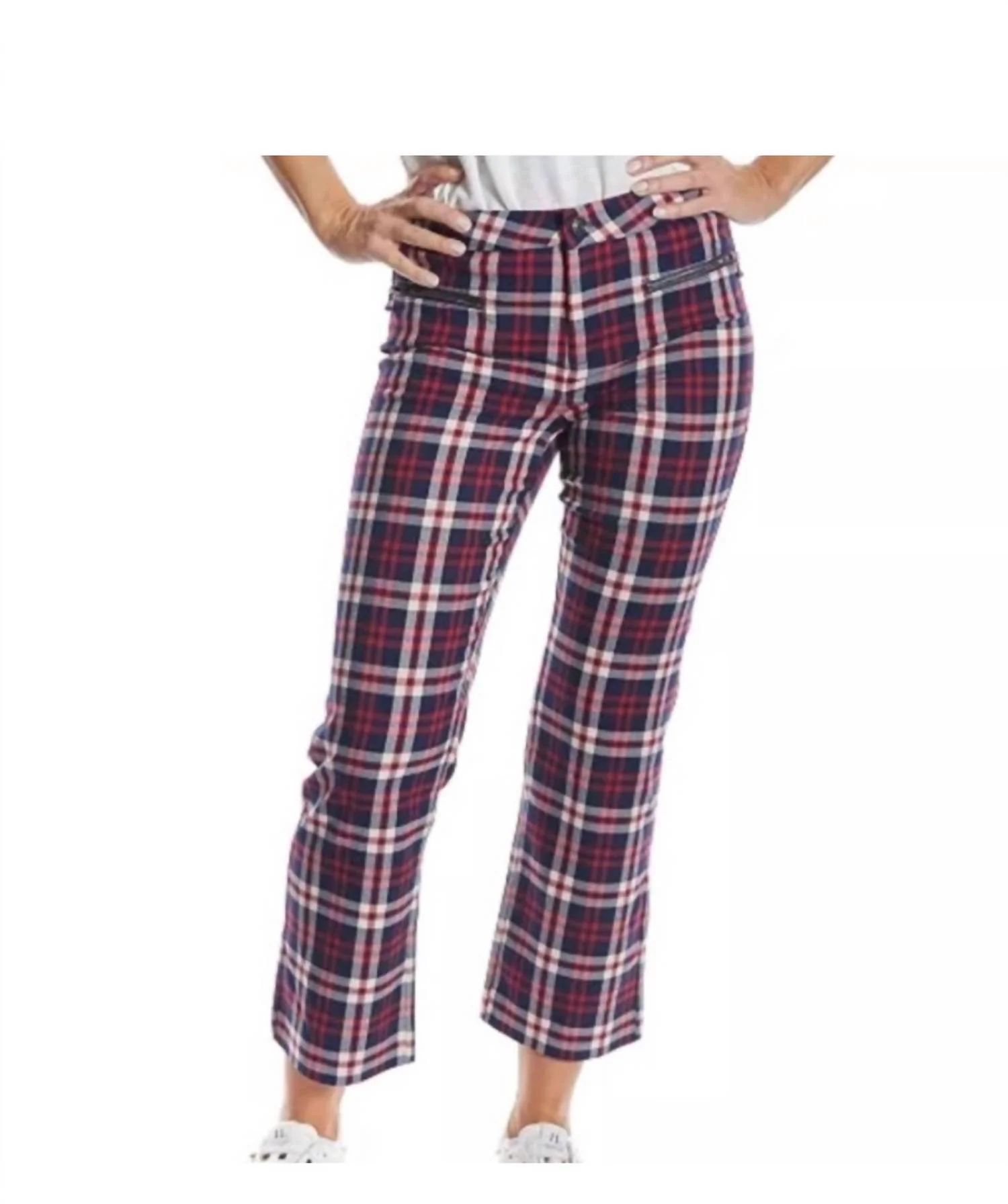 Women's Cropped Plaid Pants In Blue