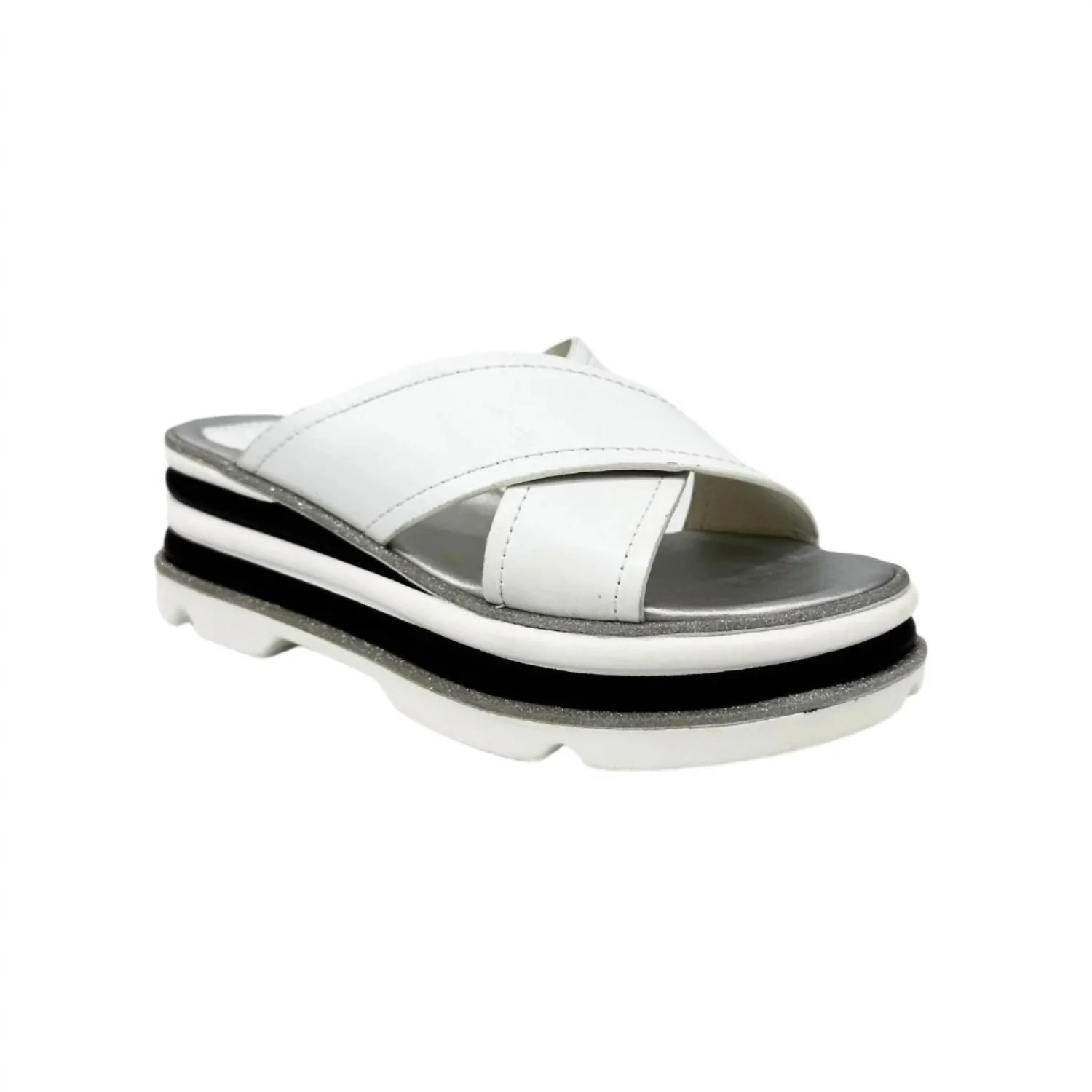 Women's Cross Strap Sandals In White - Image 2
