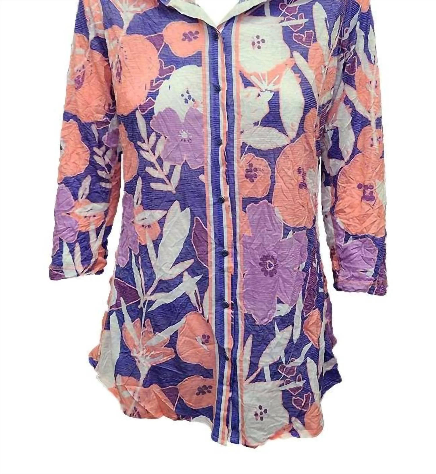 Women's Crushed 3/4 Sleeve Shirt In Powder - Image 2
