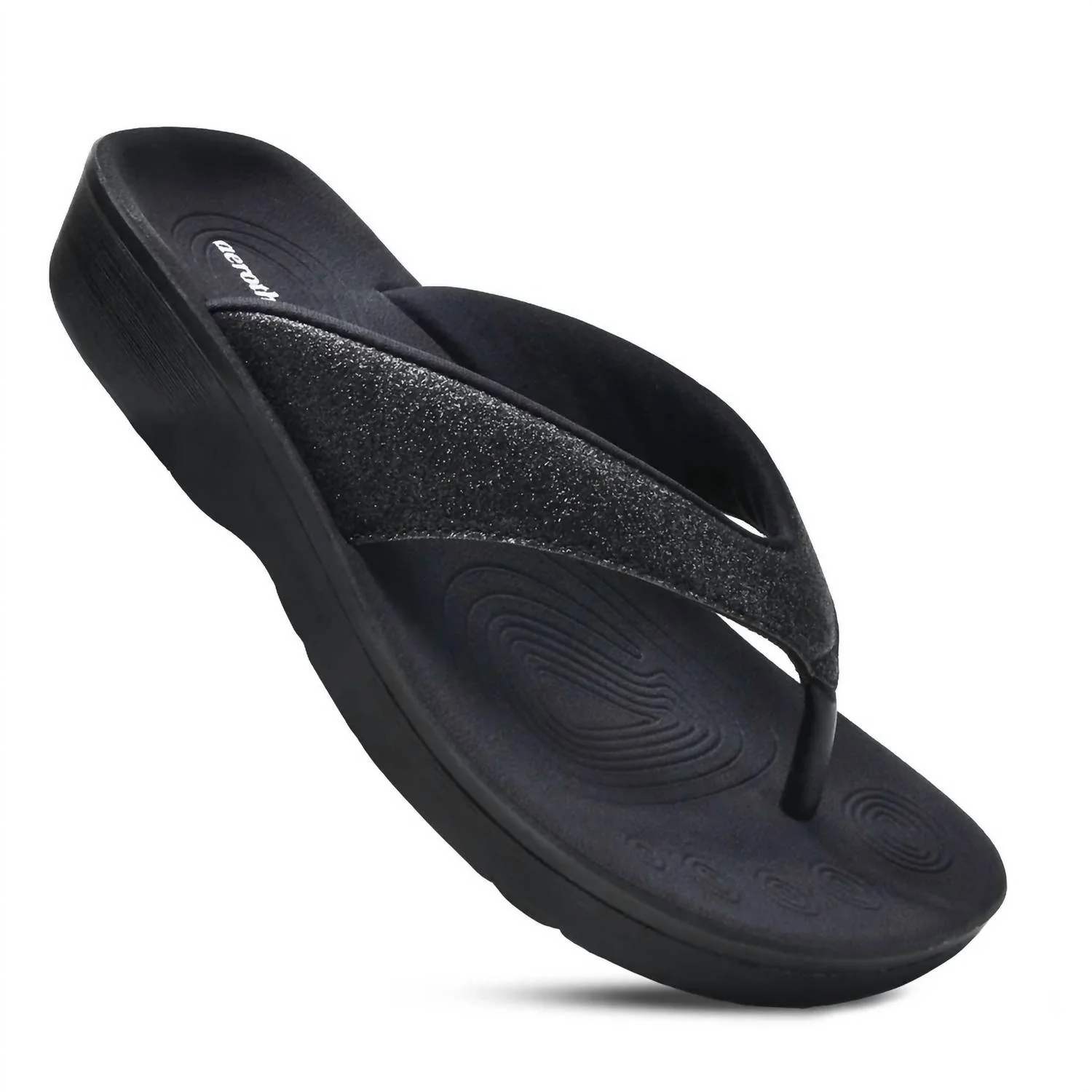 Women's Crystal Mist Flip Flops In Black - Image 2