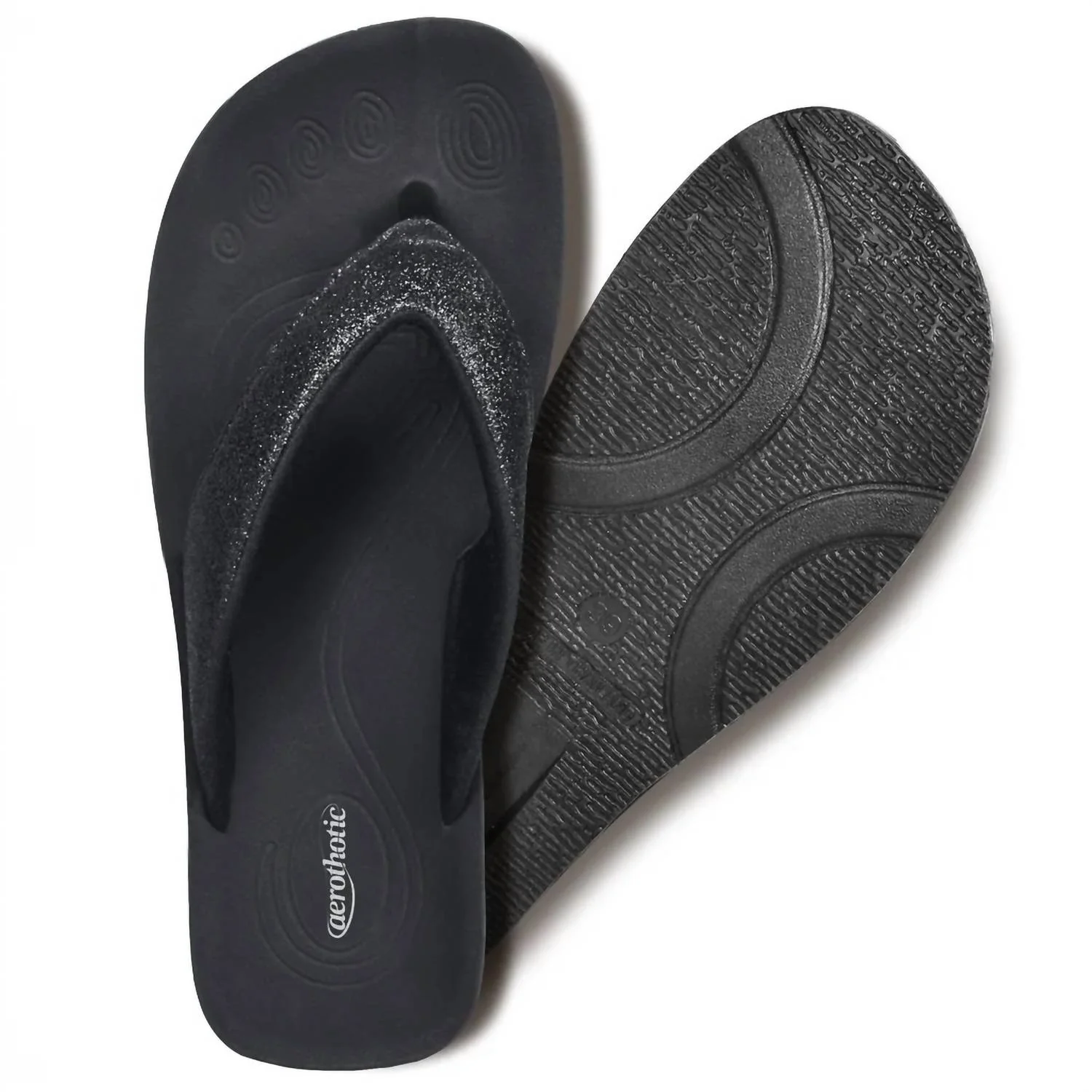 Women's Crystal Mist Flip Flops In Black - Image 3