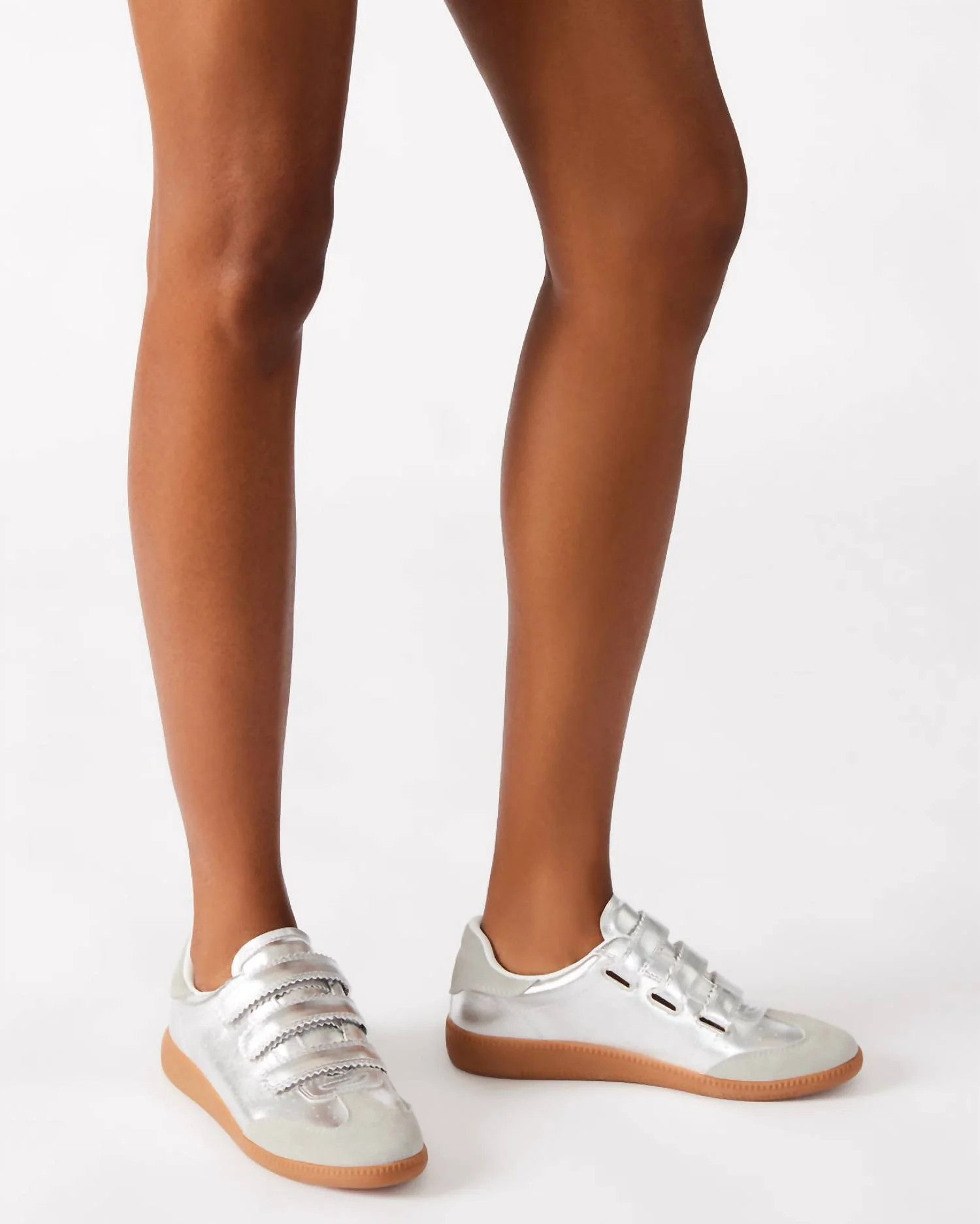 Women's D Seena Velcro Sneakers In Silver Metal - Image 3