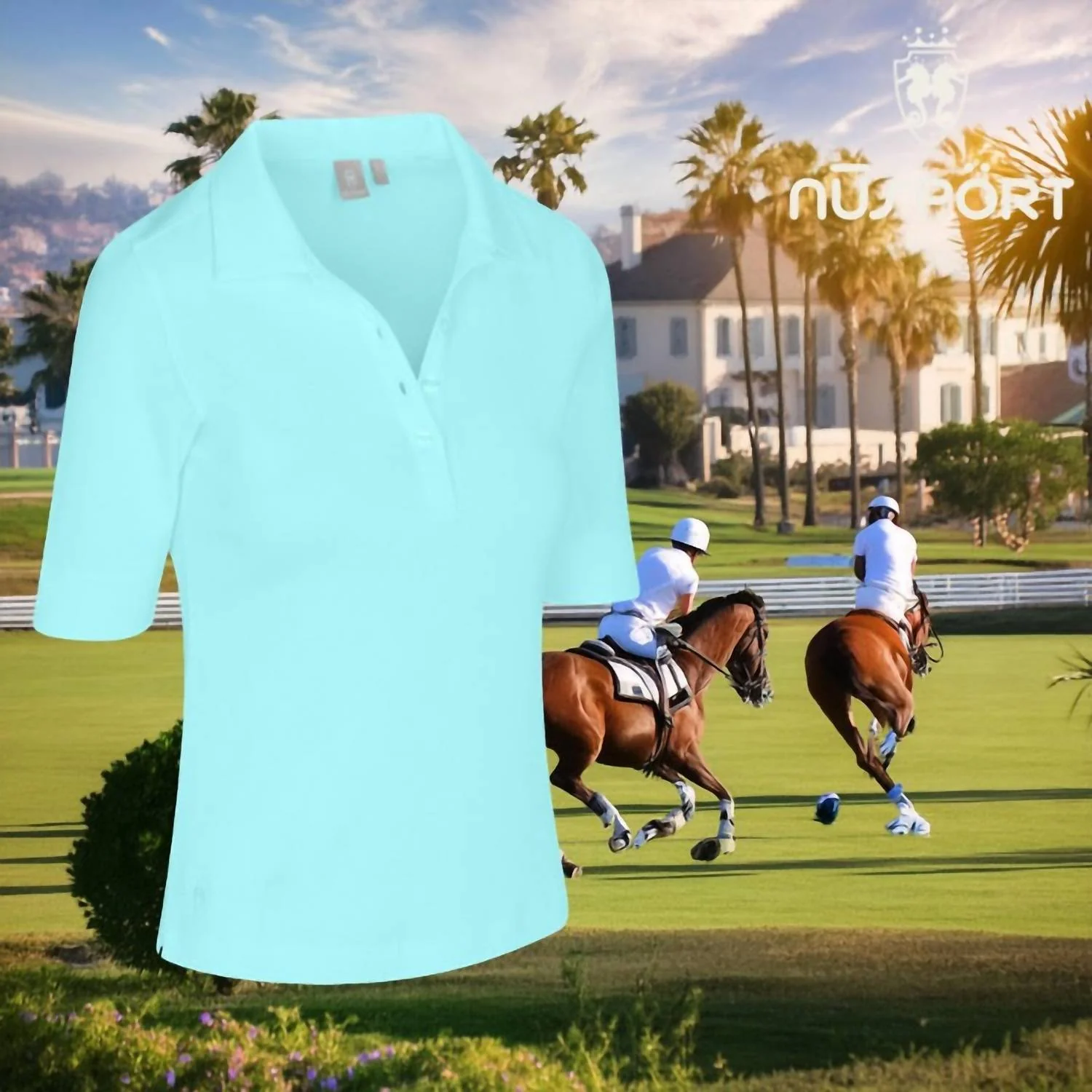Women's Del Mar Polo In Aqua Spray - Image 3