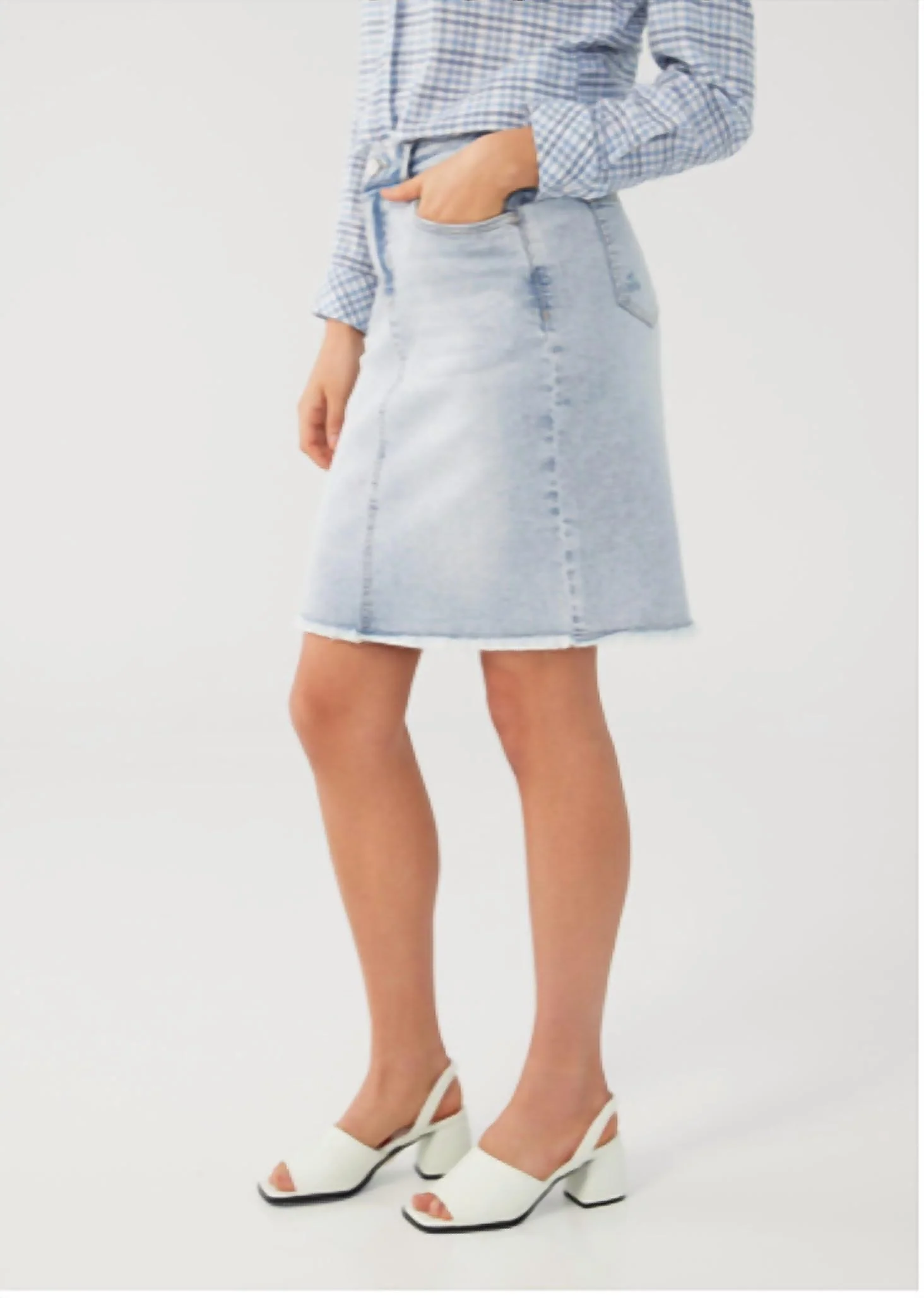 Women's Denim Pencil Skirt In Blue - Image 2