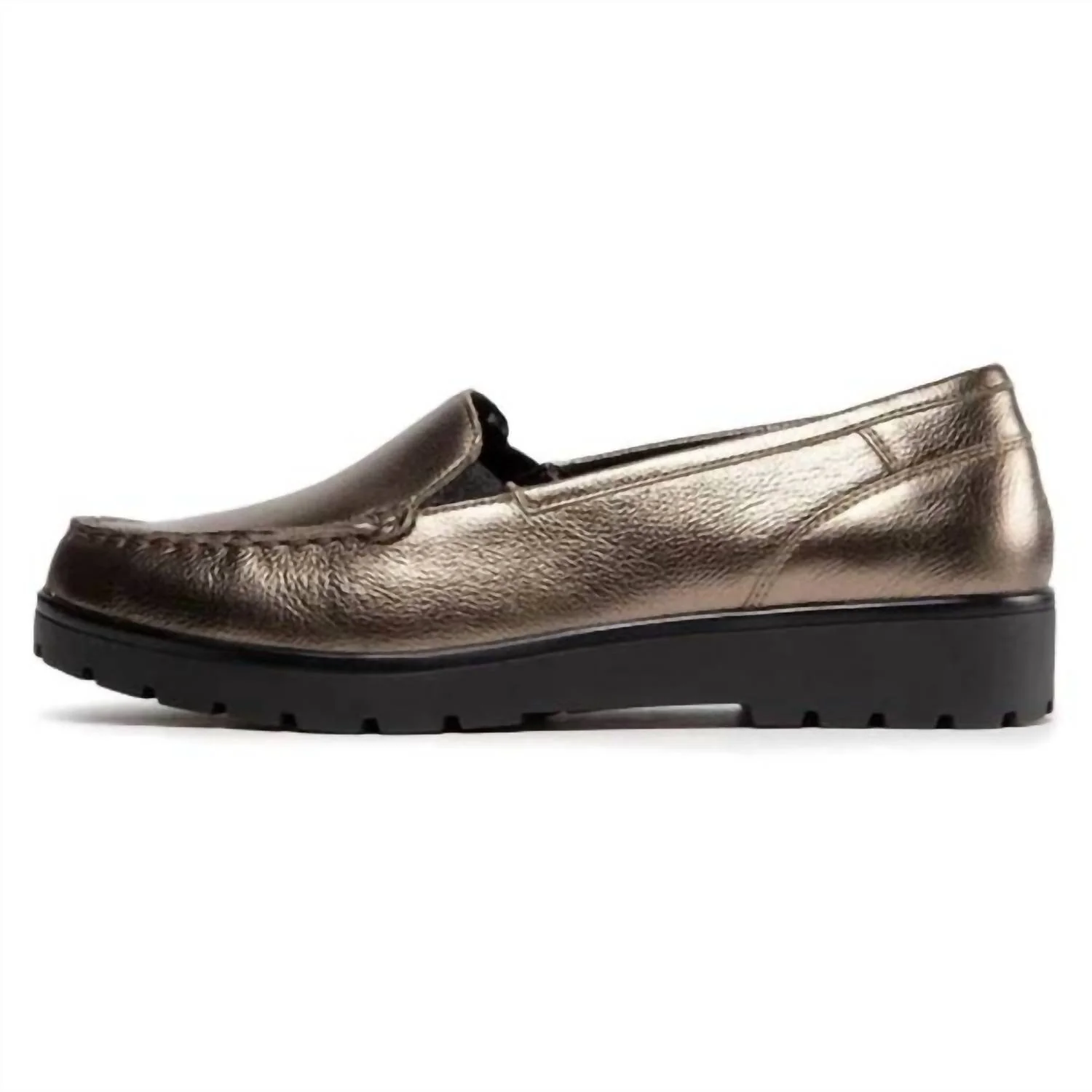 Women's Dewitt Wedge Loafer - Medium In Taiga Metallic Calf - Image 2