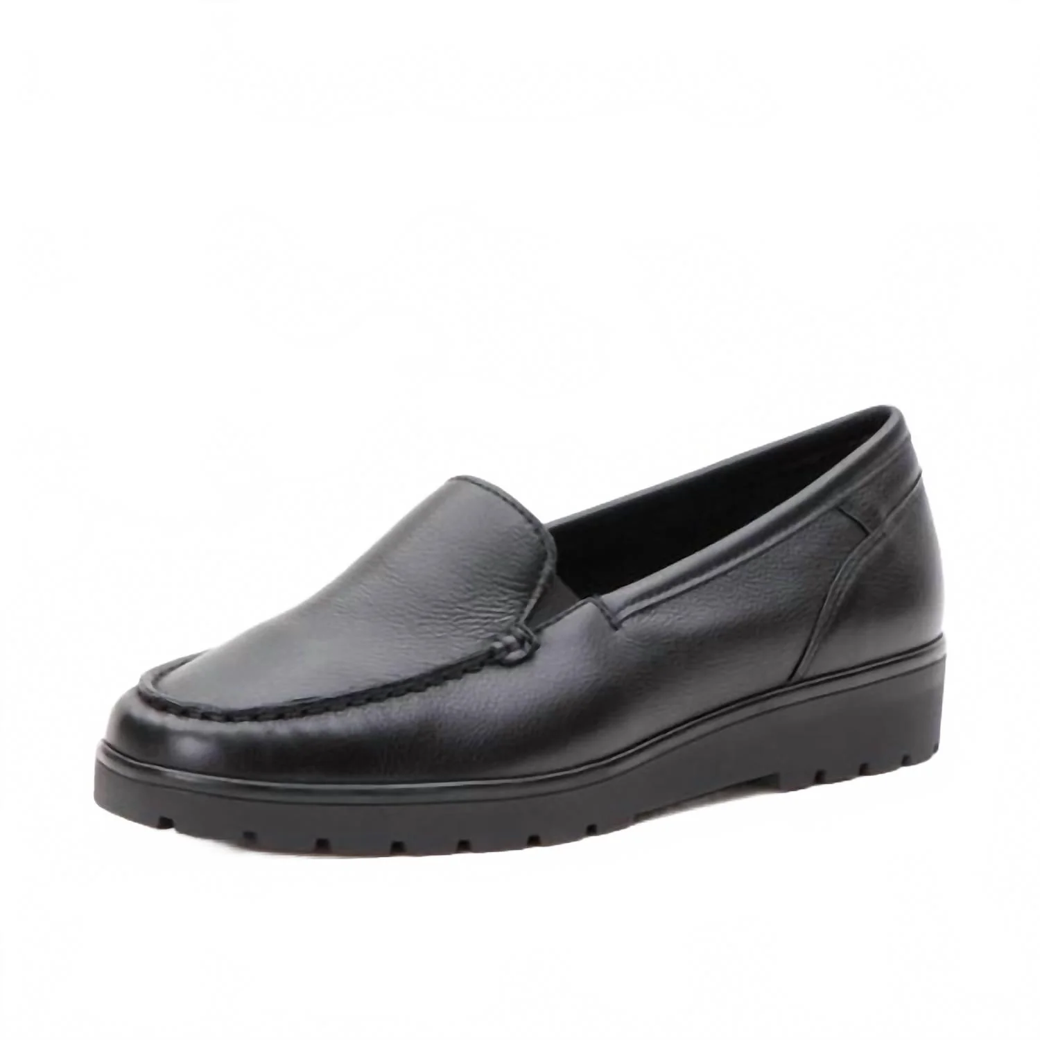 Women's Dewitt Wedge Loafer - Wide In Black Leather