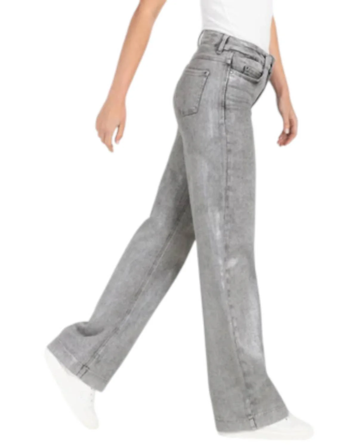 Women's Dream Wide Metallic Jeans In Silver - Image 2