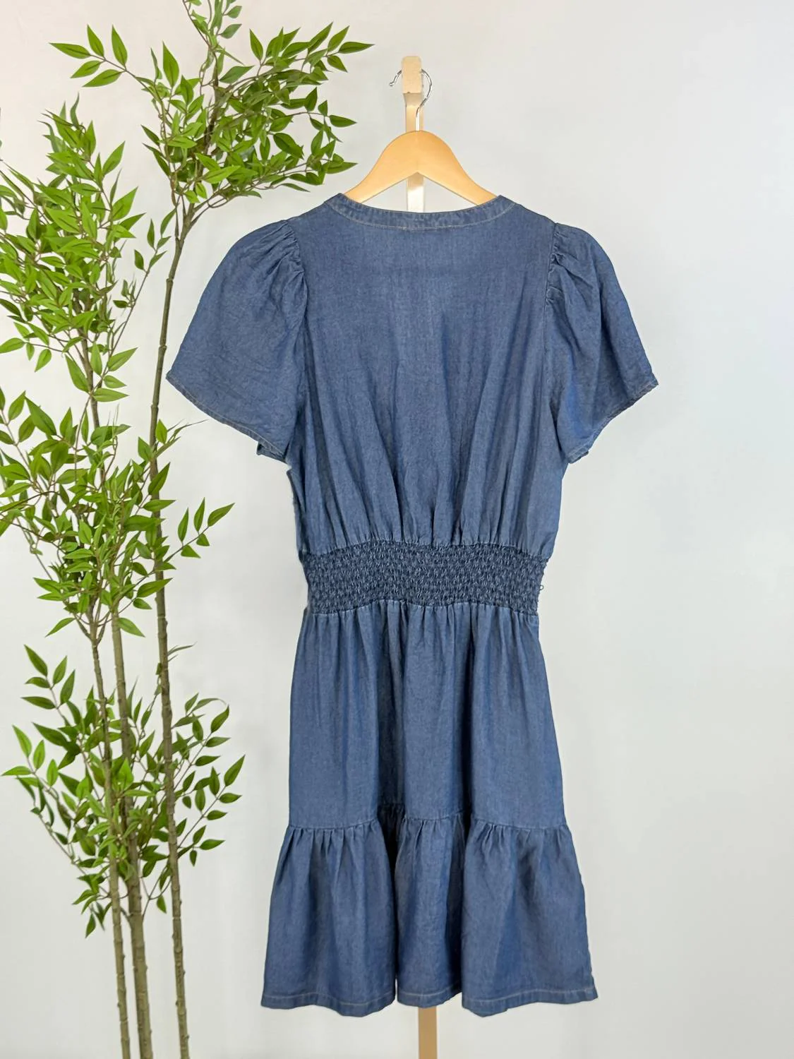 Women's Ease Smocked Denim Mini Dress In Indigo Bloom - Image 2
