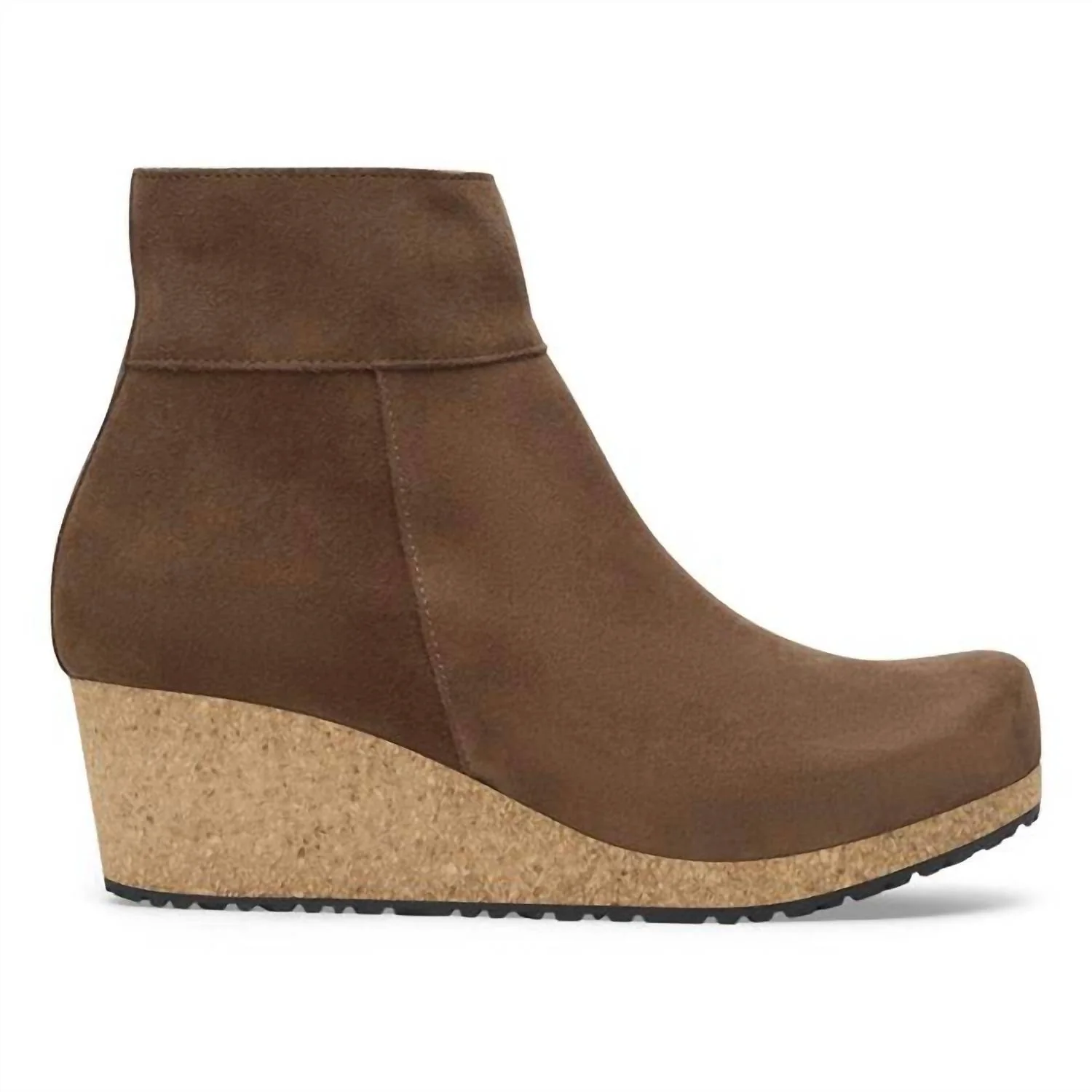 Women's Ebba Side Zip Cork Wedge Boot In Dark Tea - Image 2