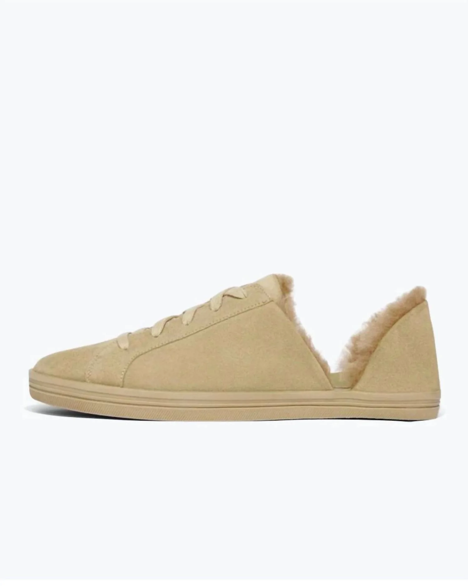 Women's Eda D'orsay Shearling Sneaker In Stucco Suede - Image 2