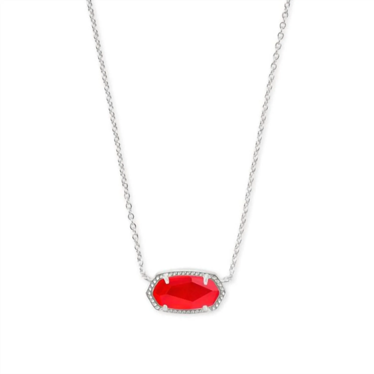 Women's Elisa Short Pendant Necklace In Rhodium Red Illusion