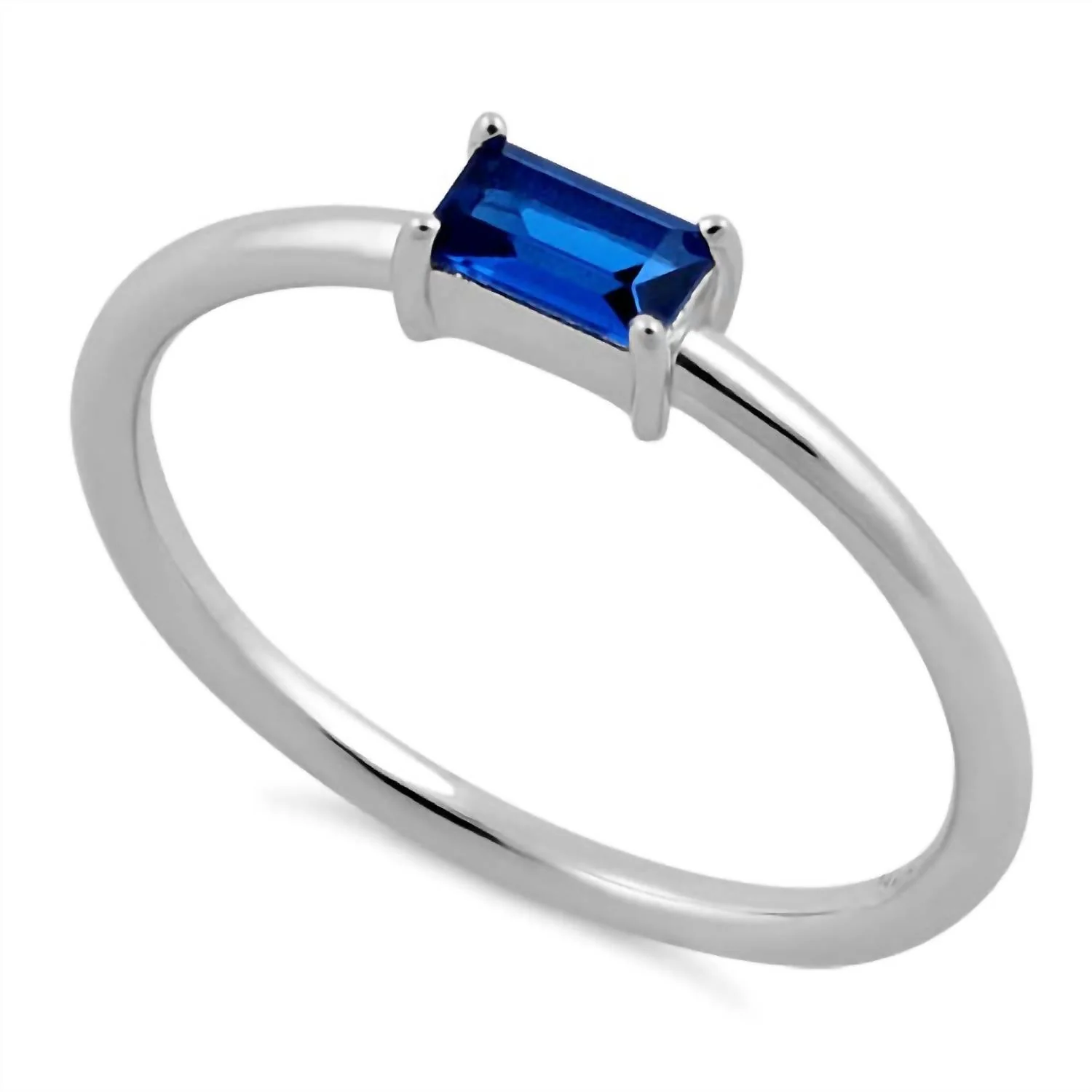 Women's Emerald Cut Stackable Ring In Blue