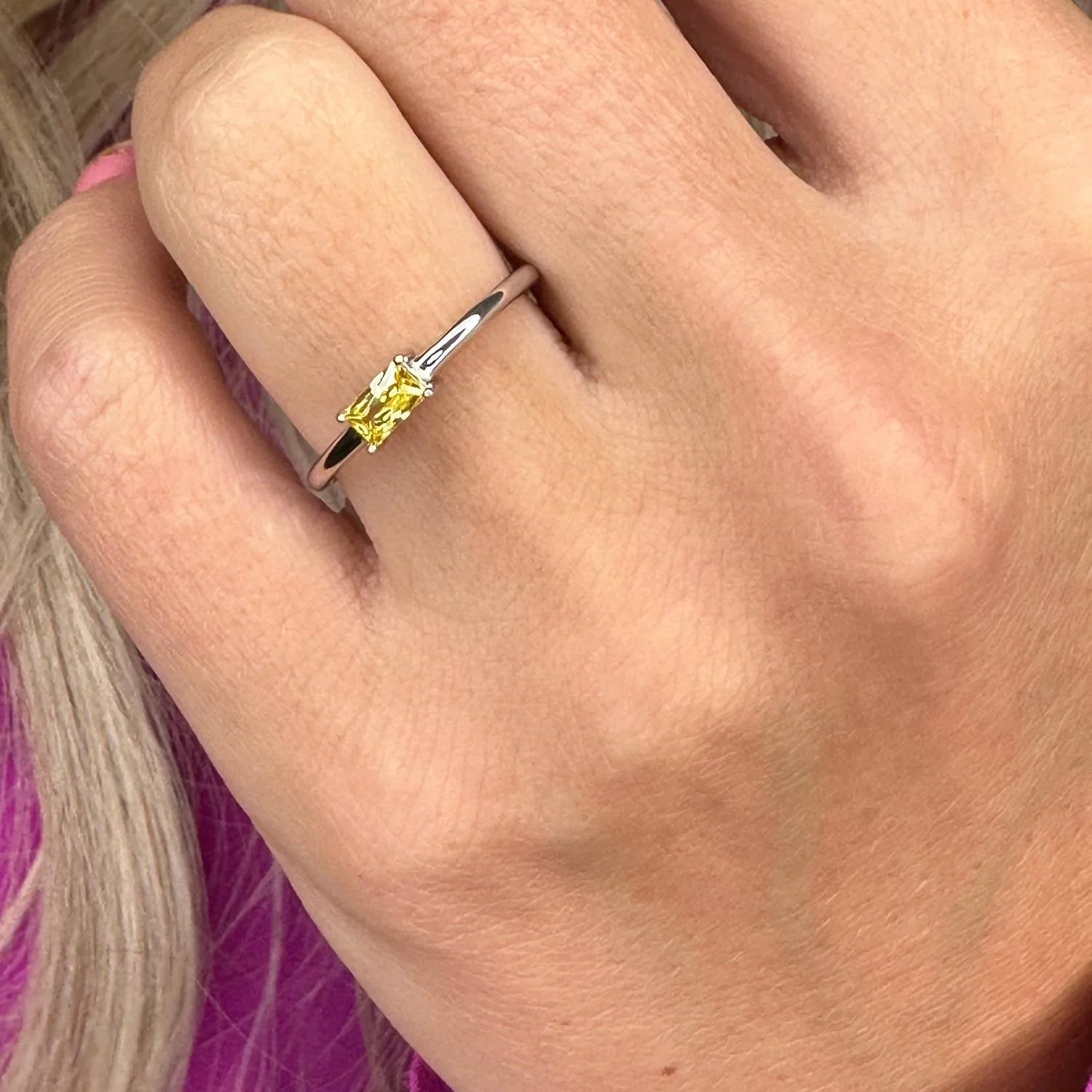 Women's Emerald Cut Stackable Ring In Silver - Image 2