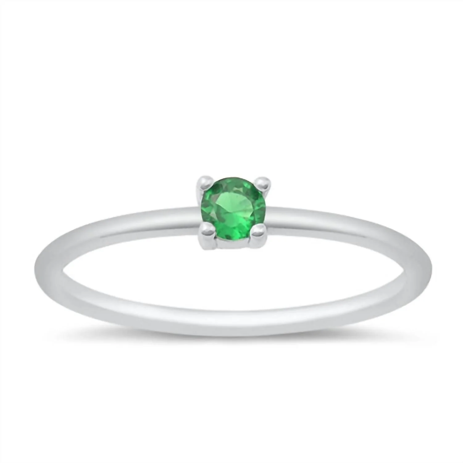 Women's Emerald Round Stackable Ring In Green