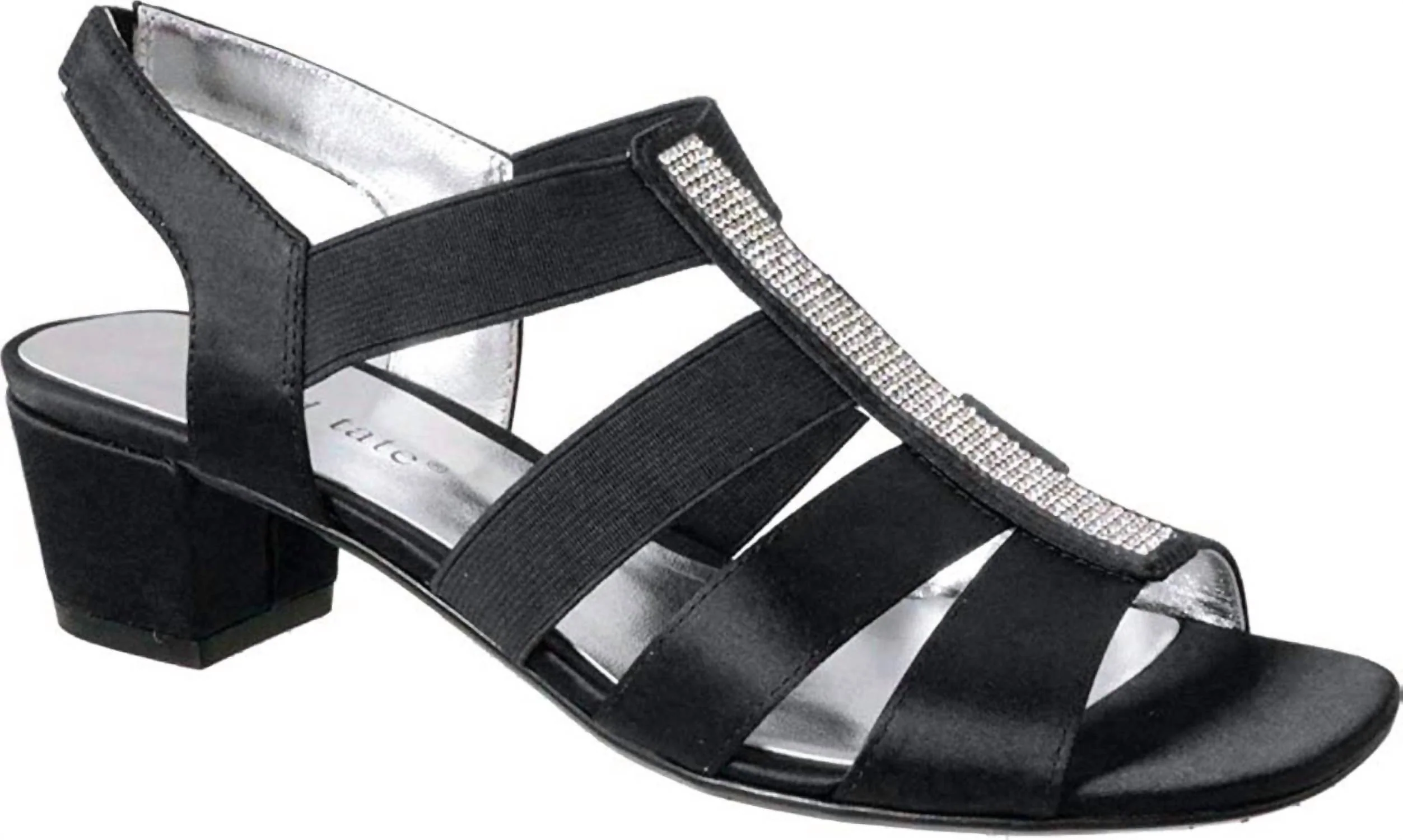 Women's Eve Sandal In Black Satin - Image 2