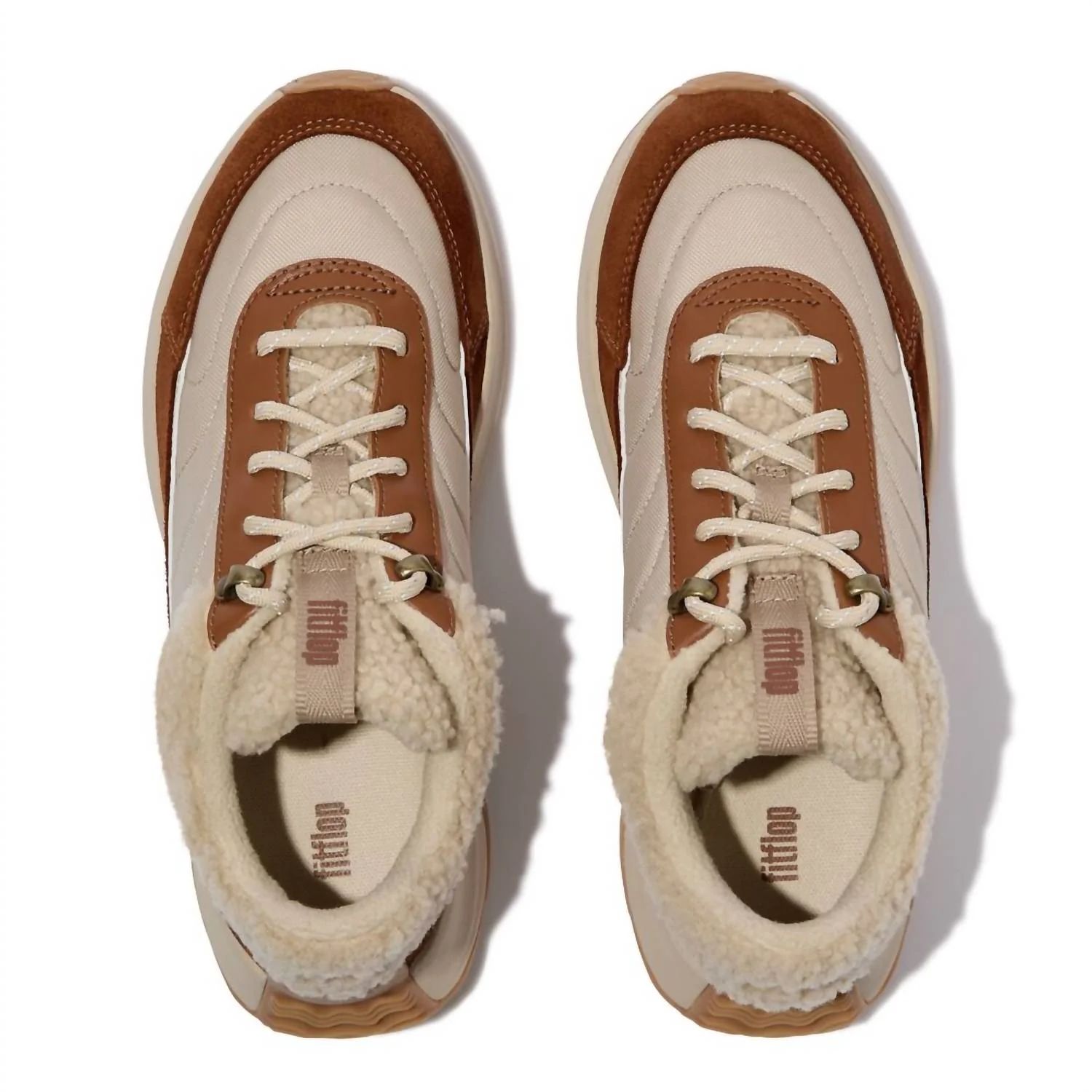 Women's F Mode Flow Shearling Sneaker In Deep Tan/camel Mix - Image 2