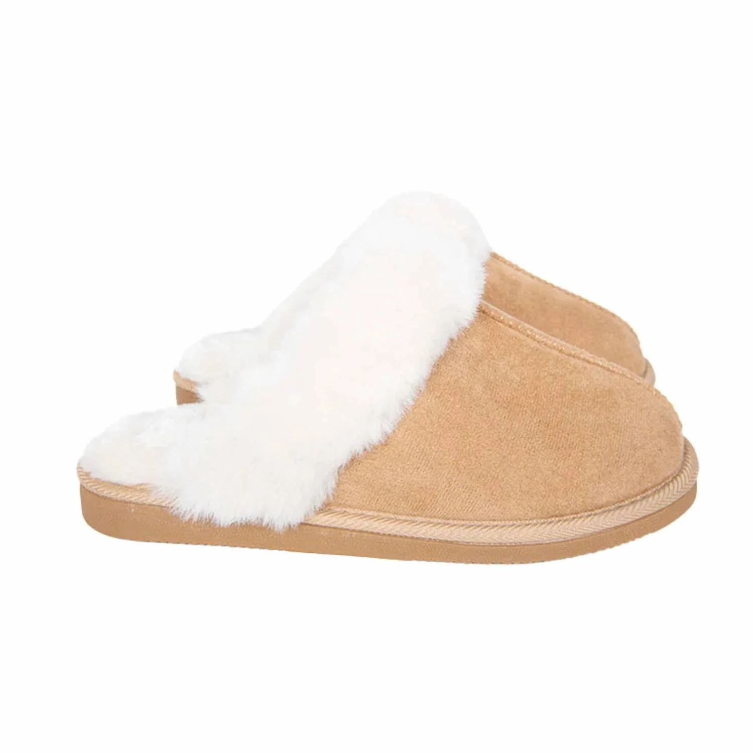 Women's Faux Fur Slippers In Sand