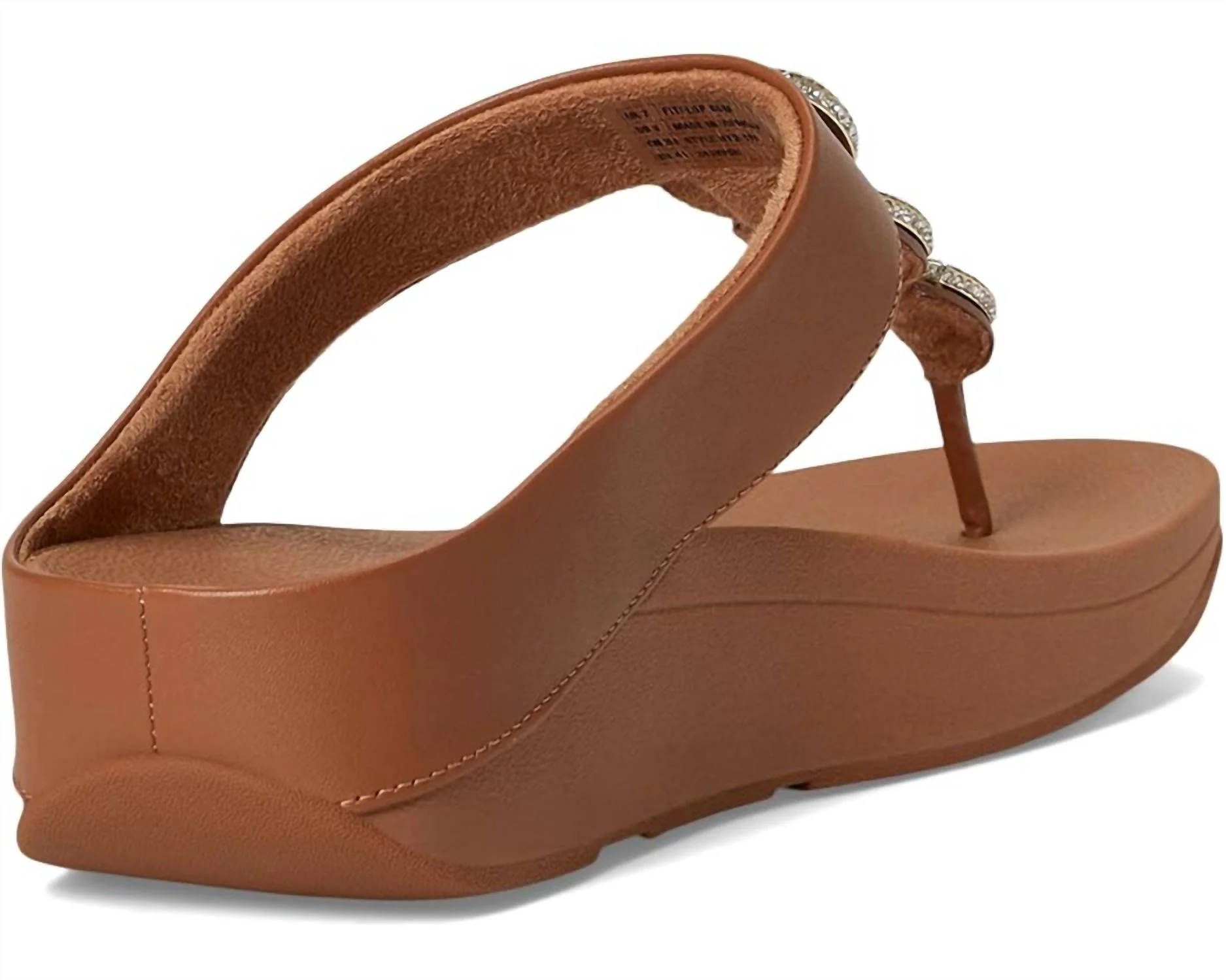 Women's Fino Crystal-Chain Leather Toe-Post Sandals In Deep Tan - Image 5
