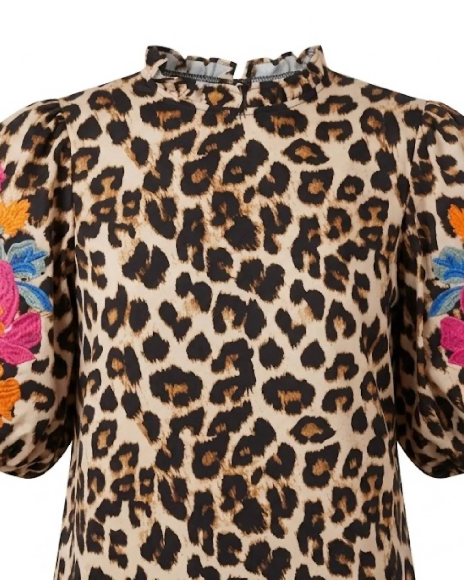 Women's Floral Sleeves Blouse In Leopard - Image 3