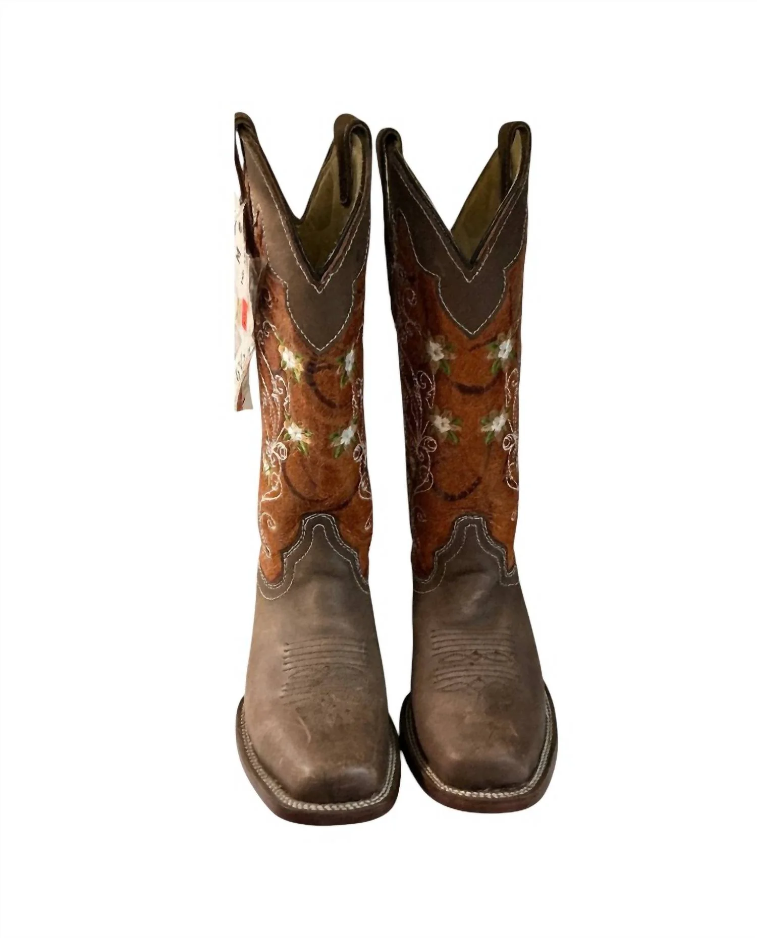 Women's Floral Western Boots In Burnt Orange - Image 2