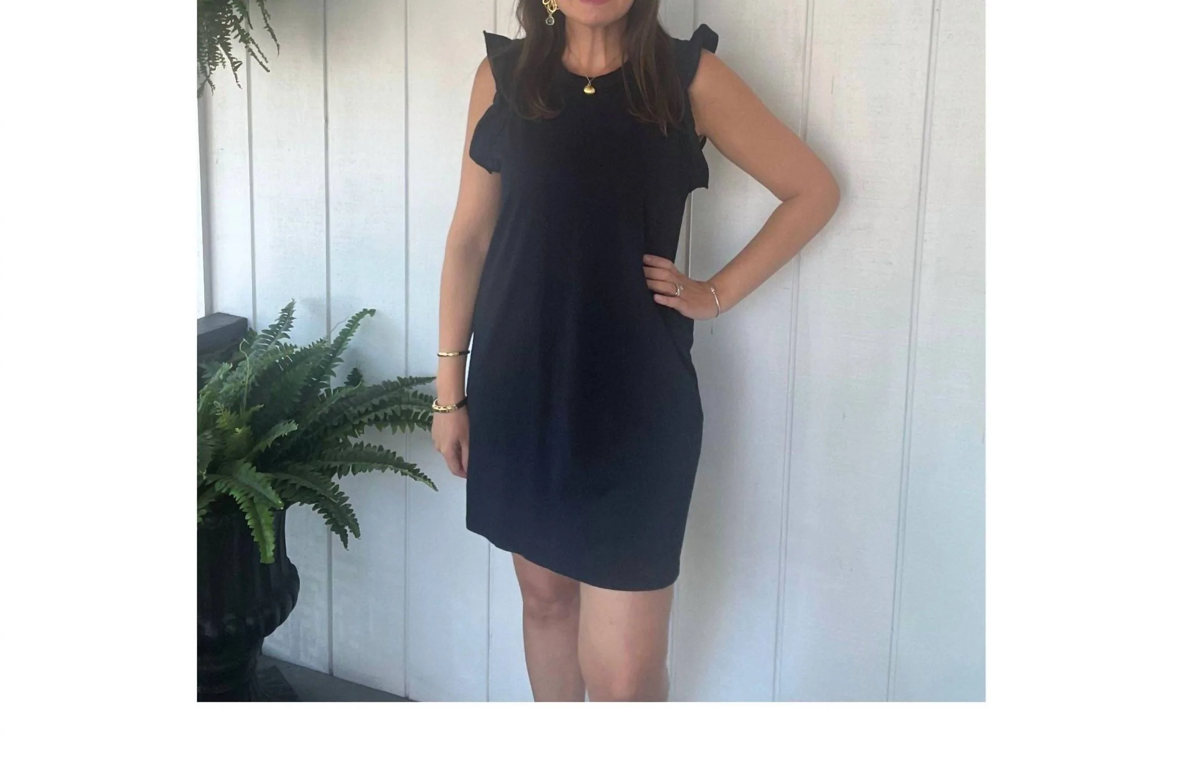 Women's Flutter Sleeve Jersey Dress In Navy - Image 2