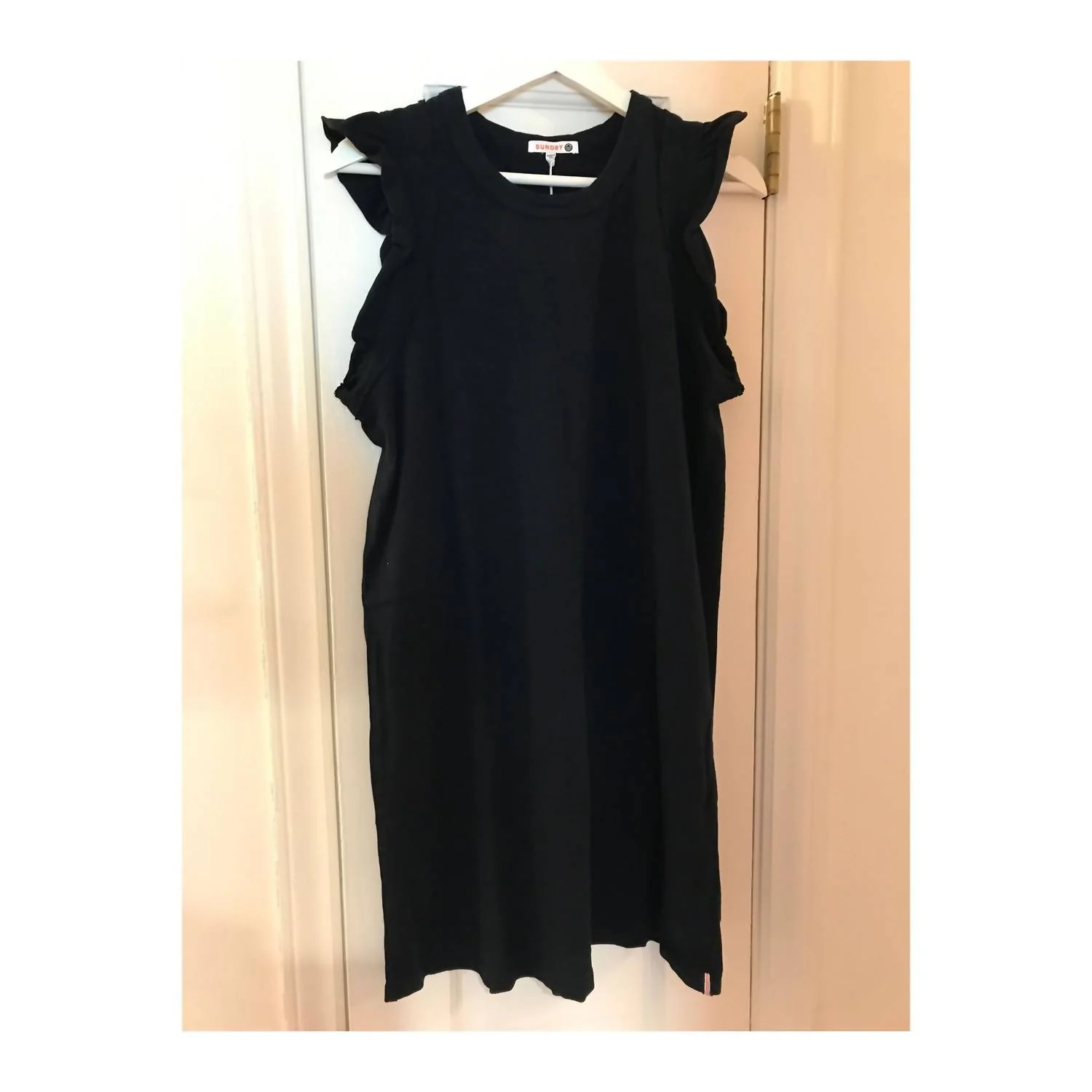 Women's Flutter Sleeve Jersey Dress In Navy - Image 3
