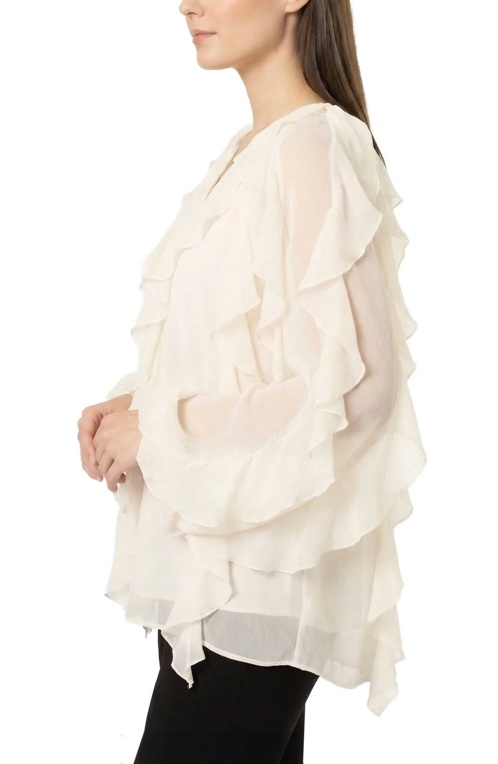 Women's Flyn Ruffle Blouse In Ivory - Image 3