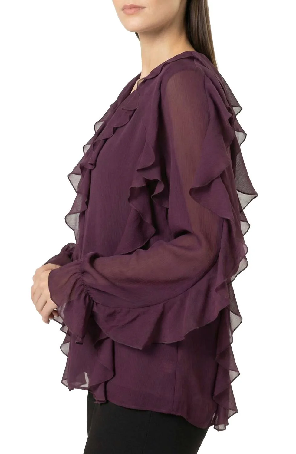 Women's Flyn Ruffle Blouse In Purple - Image 3